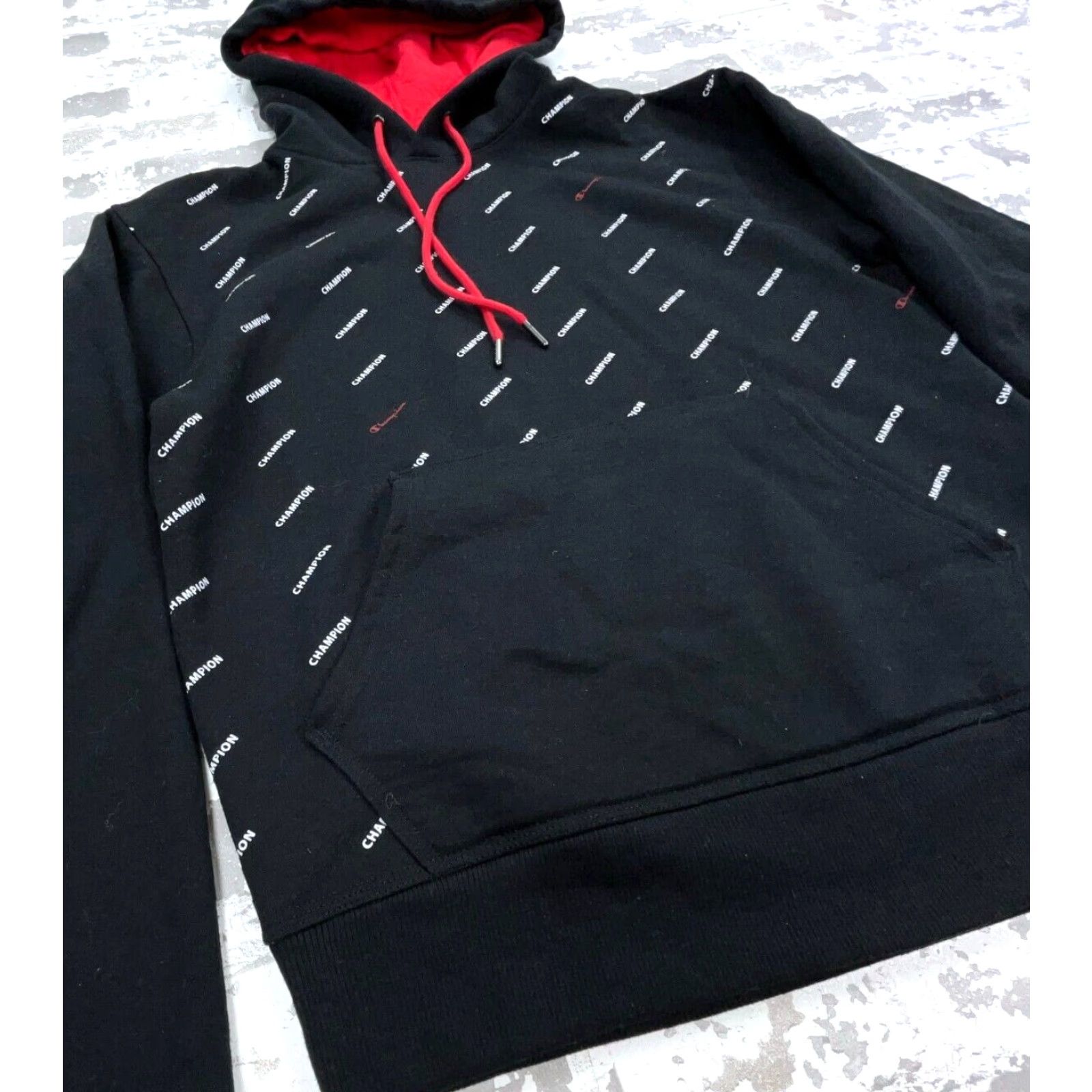 Champion Champion Hoodie Women Small Black Red White Sweatshirt Heavy Retro AOP Size S / US 4 / IT 40 - 3 Thumbnail