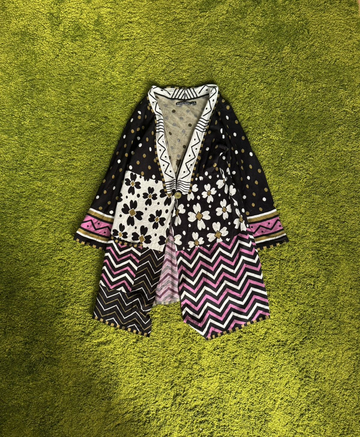 Designer Gudrun Sjoden avant garde floral pattern long cardigan Size M / US 6-8 / IT 42-44 - 1 Thumbnail