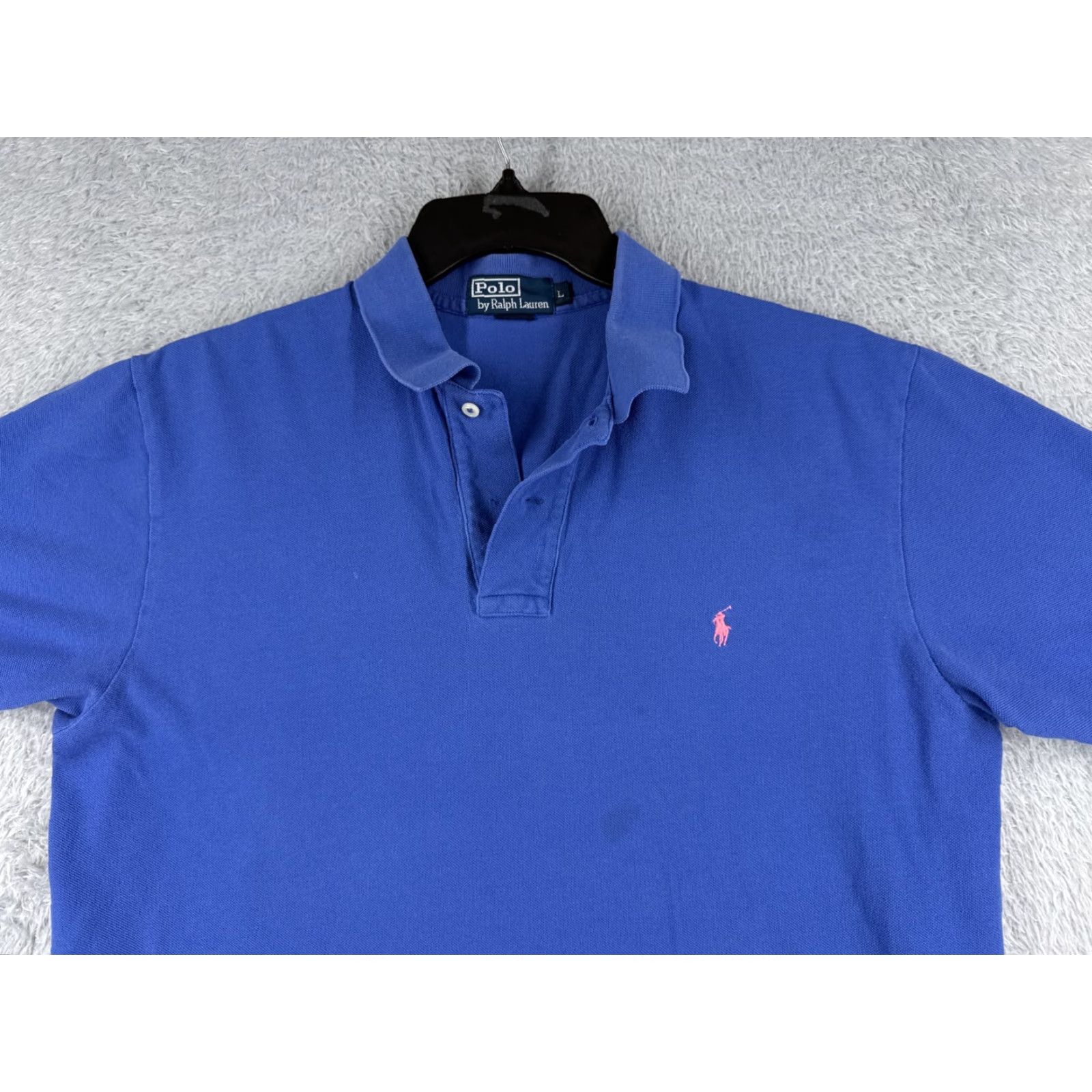 Ralph Lauren VINTAGE Ralph Lauren Polo Shirt Men L Blue 100% Cotton Short Sleeve Slim Fit Logo Embroidered Casual Mens Size US L / EU 52-54 / 3 - 4 Thumbnail