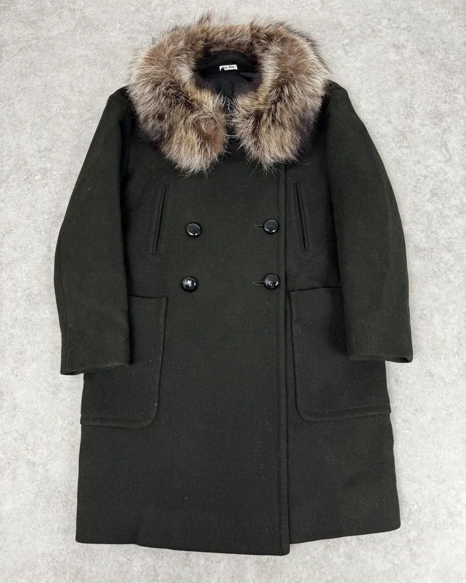Miu Miu AW2010 Miu Miu Brown Removable Fur Collar Wool Coat Size M / US 6-8 / IT 42-44 - 1 Thumbnail