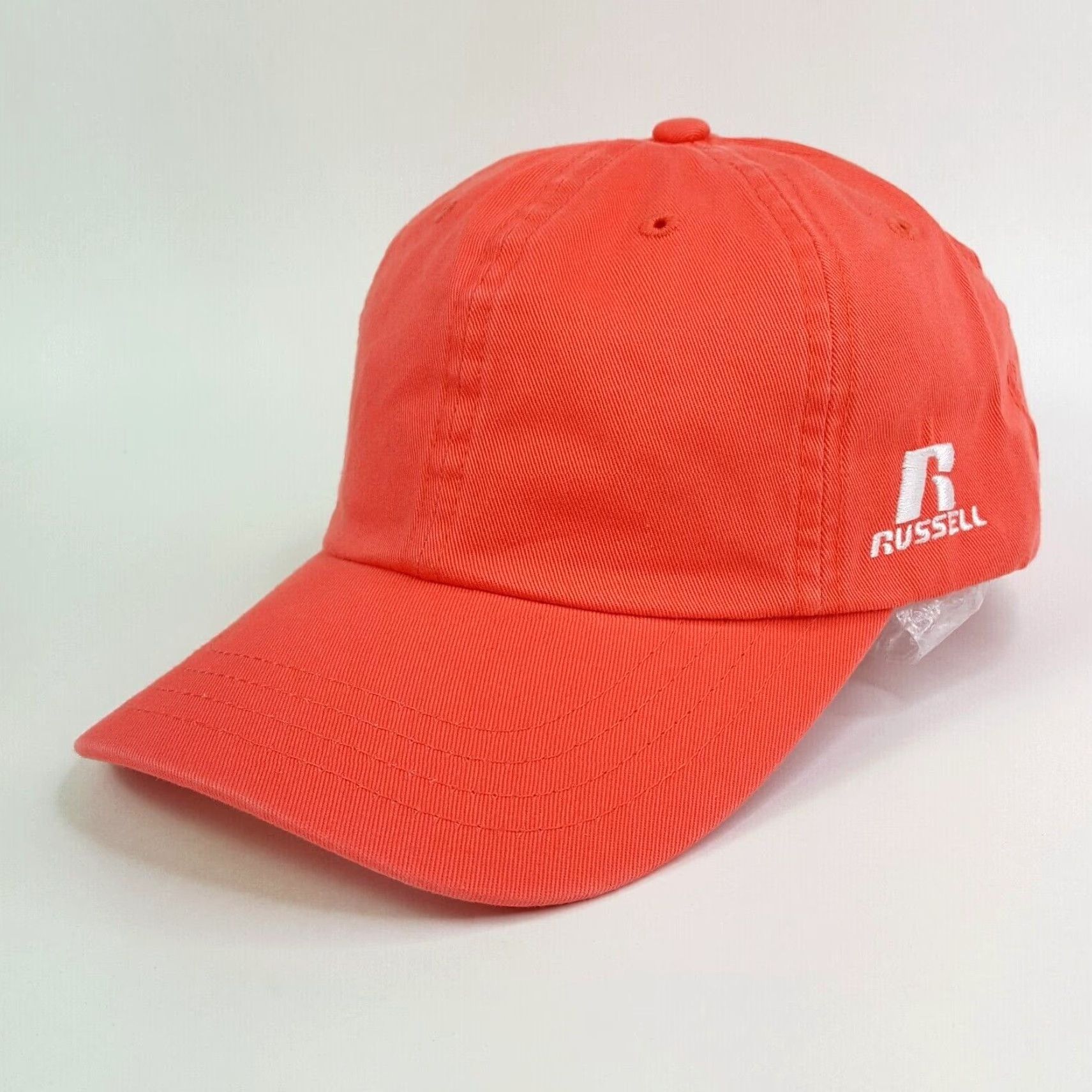 Russell Athletic VINTAGE Russell Athletic Orange Peach Adjustable Hat Baseball Cap Men Twill Cotton Embroidered Breathable Lightweight 90s University Sports Solid Cap Size ONE SIZE - 2 Thumbnail