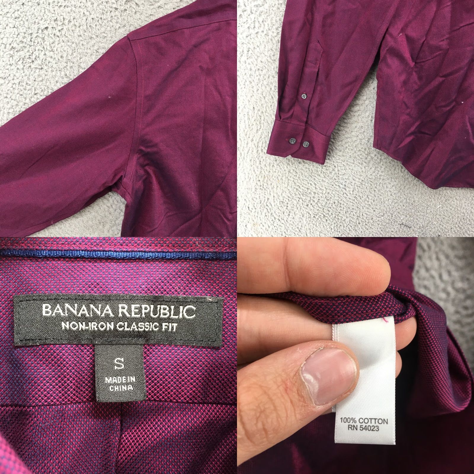 Banana Republic Banana Republic Button Up Dress Shirt Mens S Purple Collared Long Sleeve Casual Regular Fit Non-Iron Sold by Banana Republic Mens Clothes Size US S / EU 44-46 / 1 - 9 Thumbnail