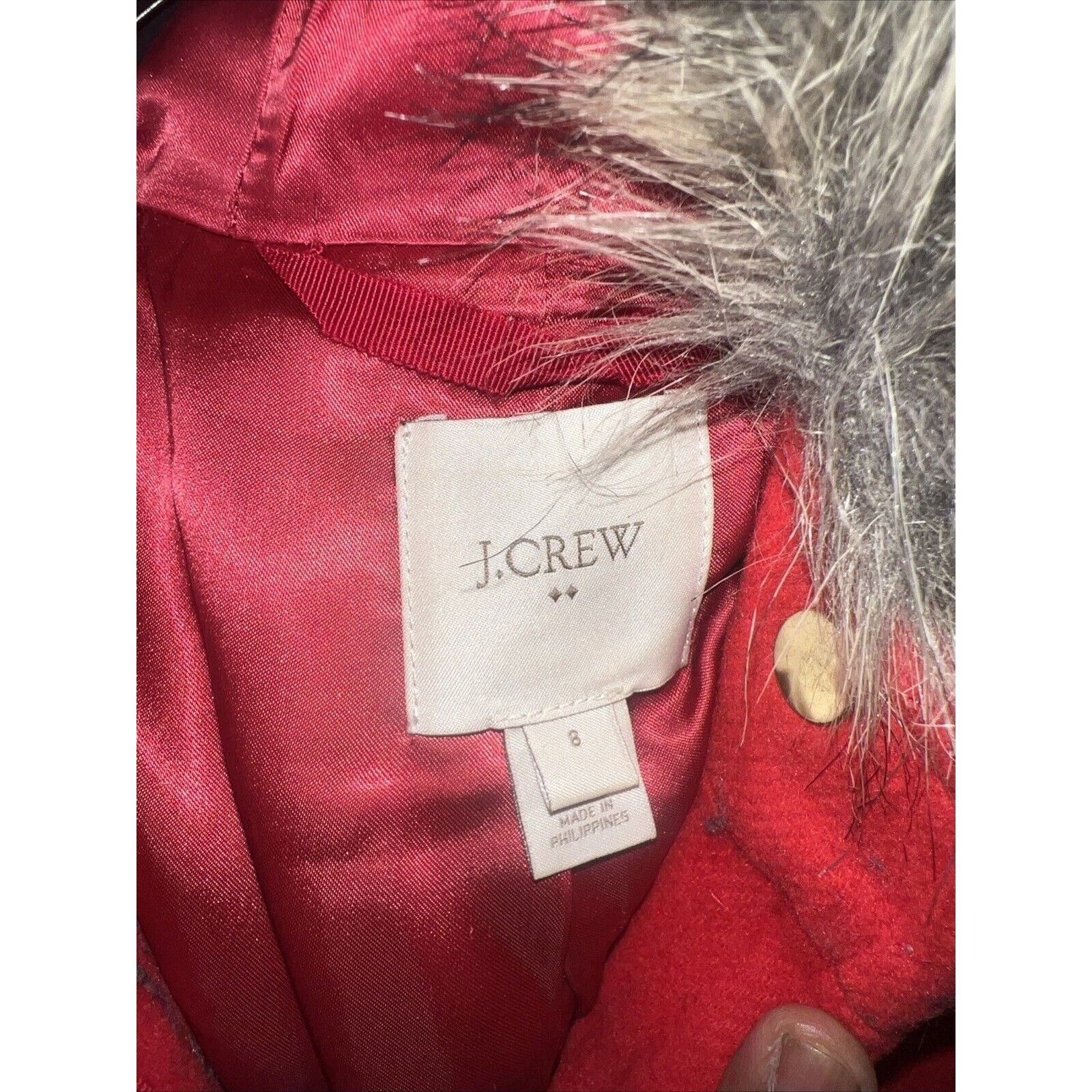 J.Crew J Crew Parka Jacket Coat Red Women’s Size 8 Wool Fur Hood Size M / US 6-8 / IT 42-44 - 4 Thumbnail