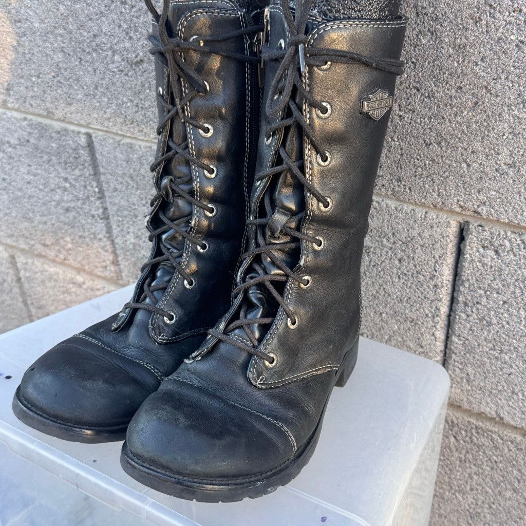 Harley Davidson Harley-Davidson Lace Up Black motorcycle Riding Boots 8.5 Size US 8.5 / IT 38.5 - 1 Thumbnail