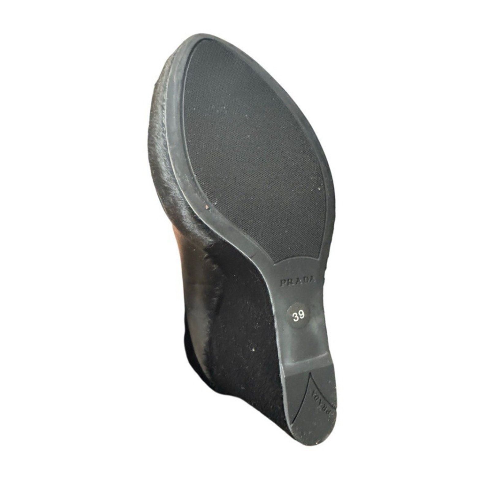 Prada PRADA BLACK LEATHER FUR PEEP TOE BOOTS SHOES SZ 39 OR 8.5 Size US 8.5 / IT 38.5 - 6 Thumbnail