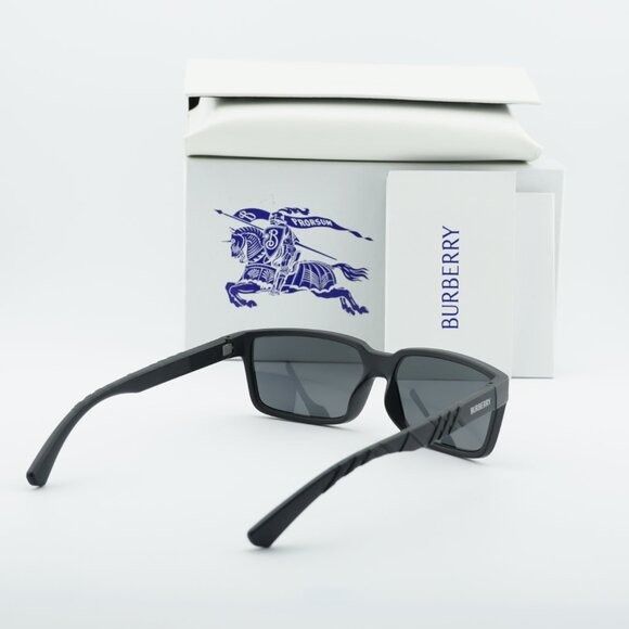 Burberry Burberry BE4495D 346487 Sunglasses Black Rectangle Frame Size ONE SIZE - 9 Thumbnail