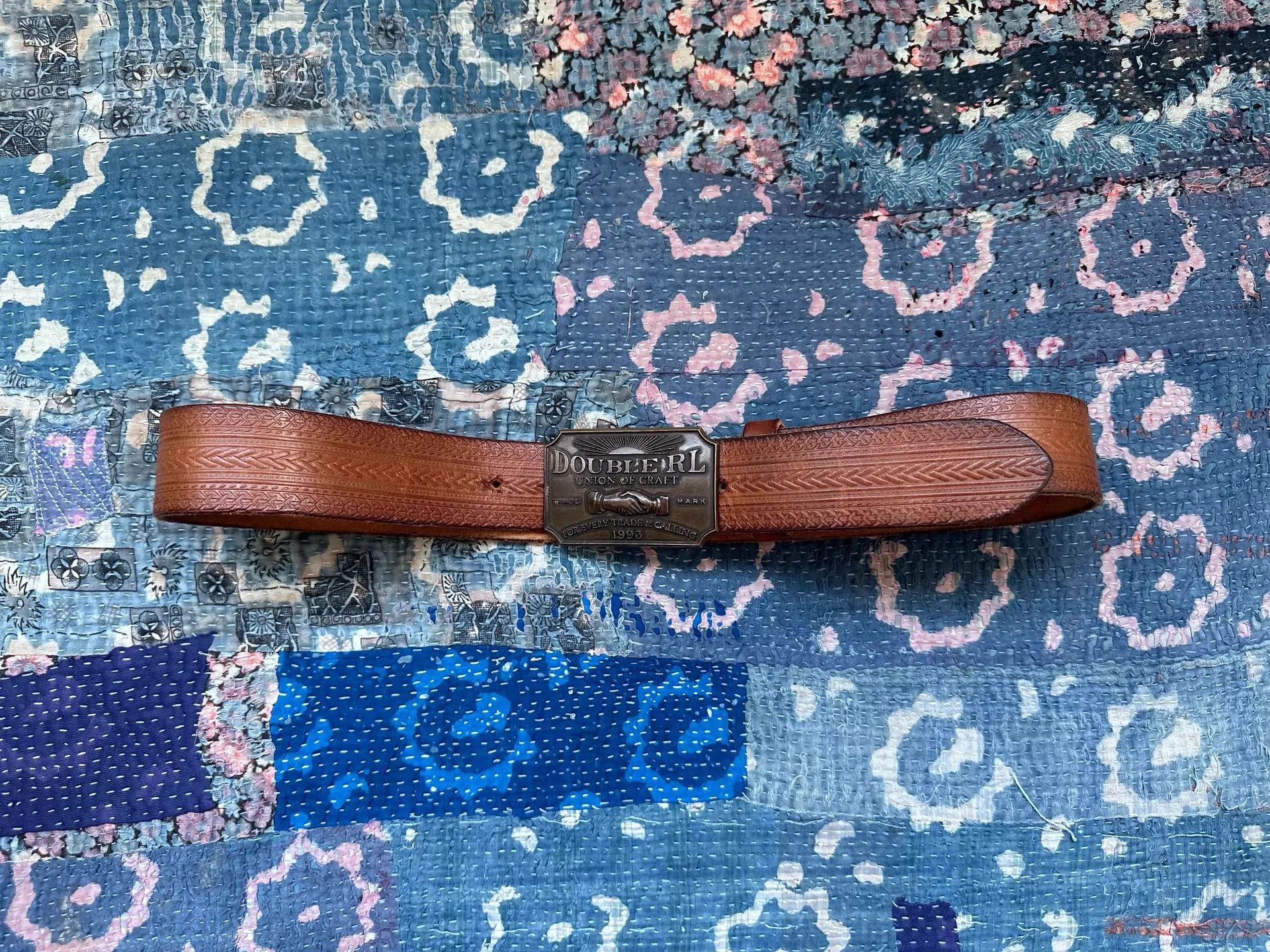 RRL Ralph Lauren RRL Shield Badge Print Leather Belt Italian Made Size ONE SIZE - 1 Thumbnail
