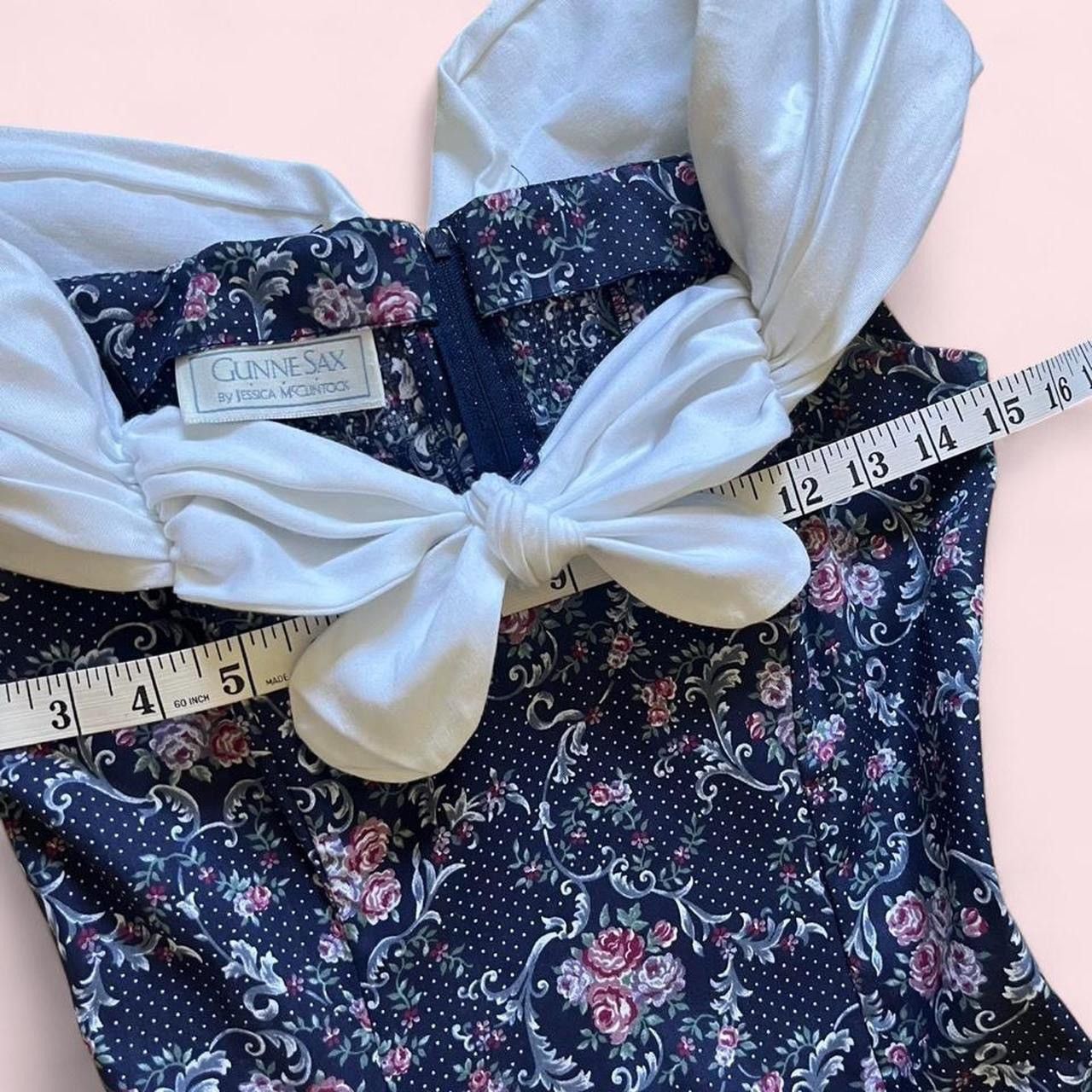 Jessica McClintock GUNNE SAX • 1980s RARE VINTAGE COTTON FLORAL CORSET DRESS Size XS / US 0-2 / IT 36-38 - 5 Thumbnail