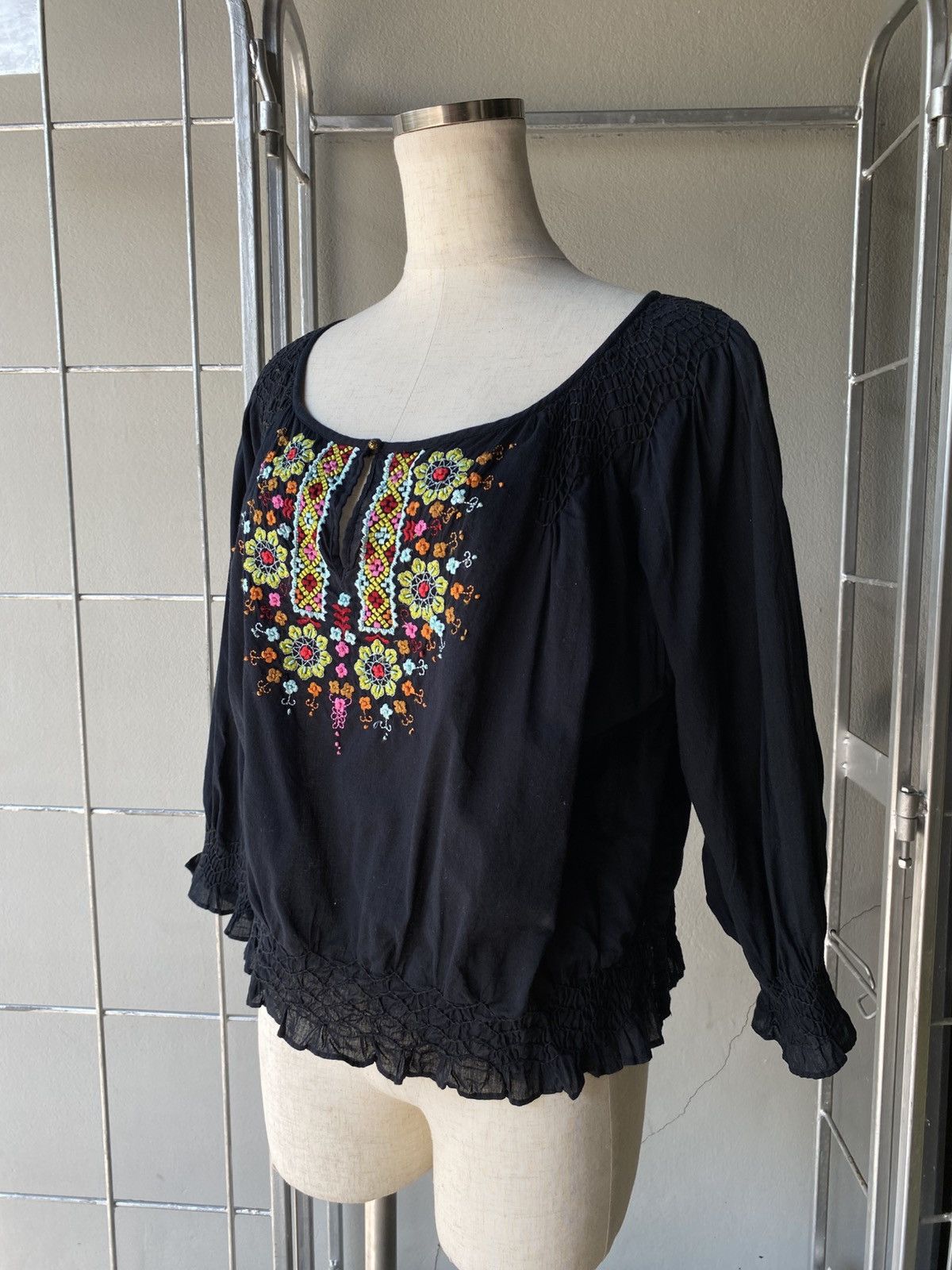 Max Mara MaxMara Black Embroidered Floral Blouse Size S / US 4 / IT 40 - 9 Thumbnail