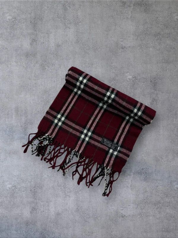Burberry Vintage Burberry full pattern scarf burgundy wool og Size ONE SIZE - 3 Thumbnail