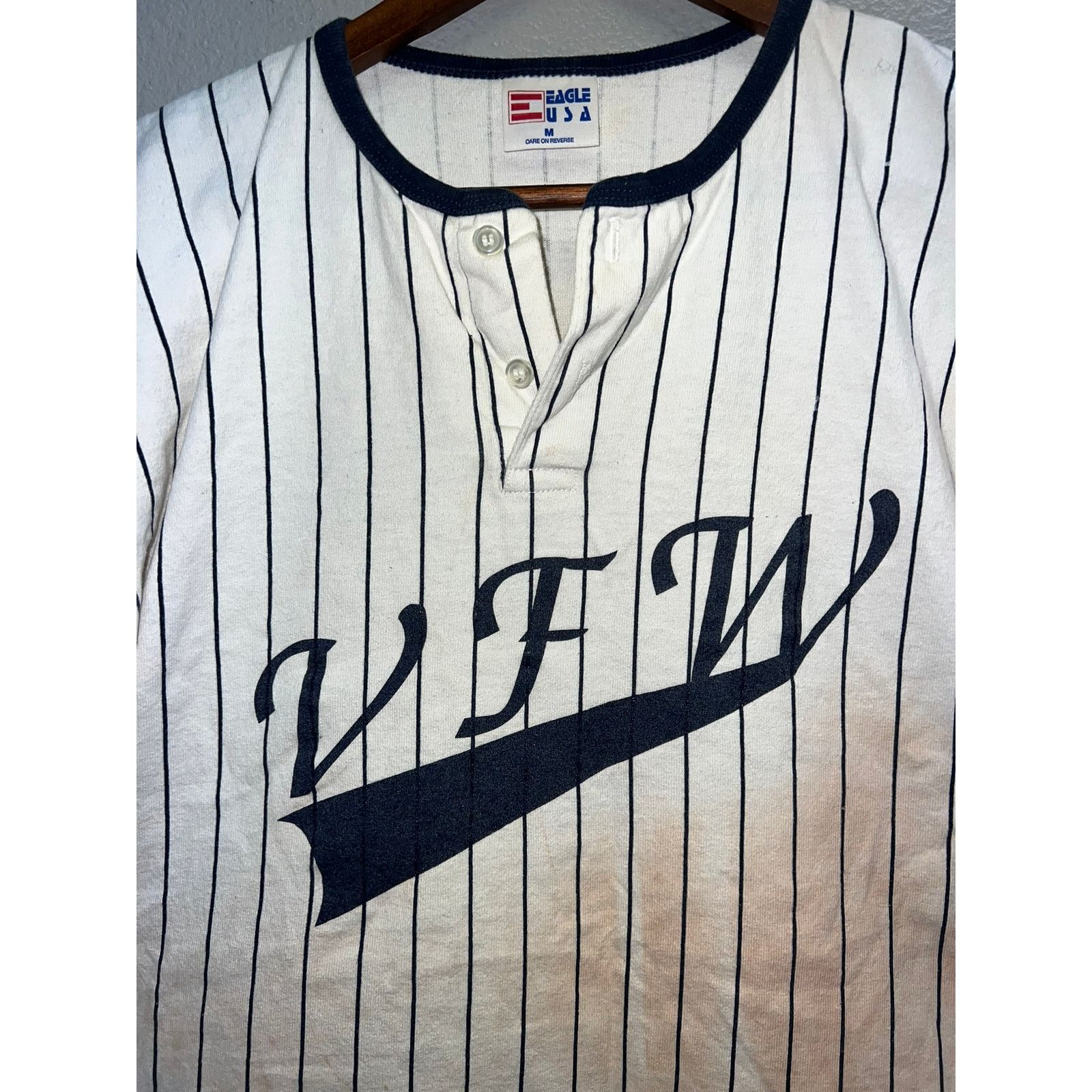 Vintage Vintage VFW Shirt Veterans Of Foreign War Pinstriped 90s M Size US M / EU 48-50 / 2 - 2 Thumbnail