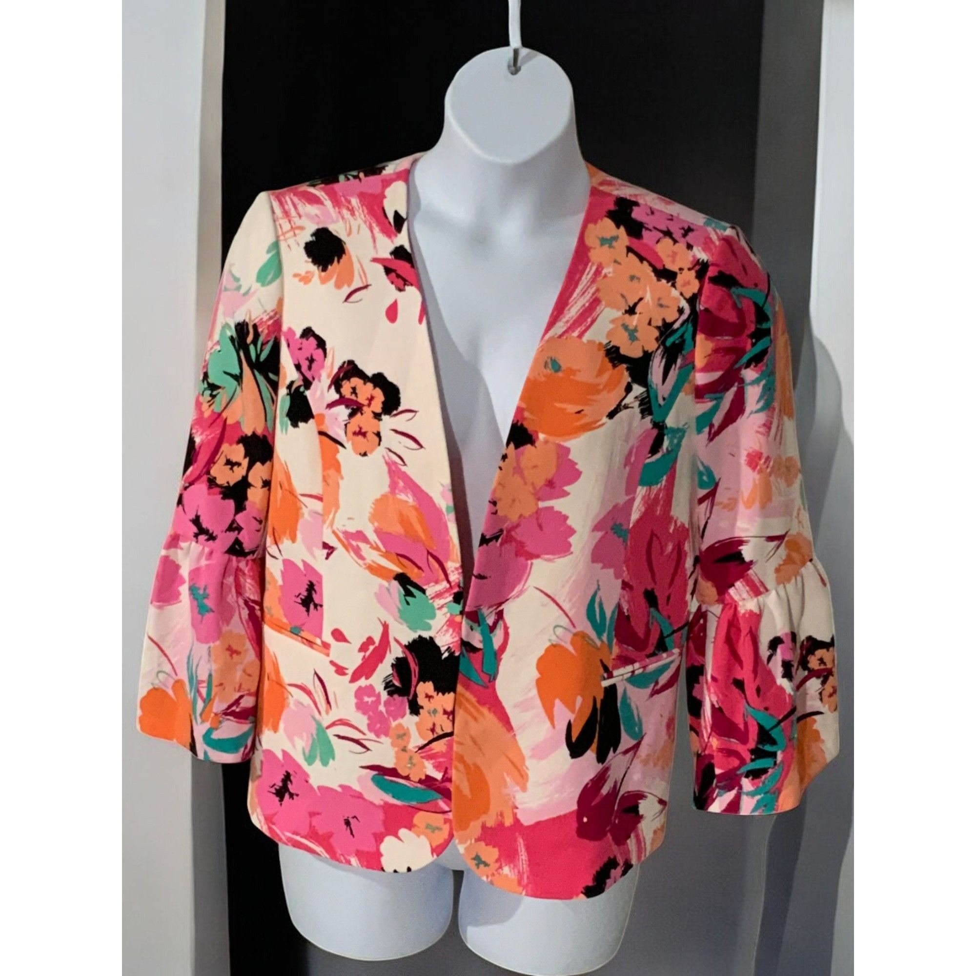 Nine West Nine West Womens Floral Bell Quarter Sleeve Blazer Size 12 Size XL / US 12-14 / IT 48-50 - 9 Thumbnail