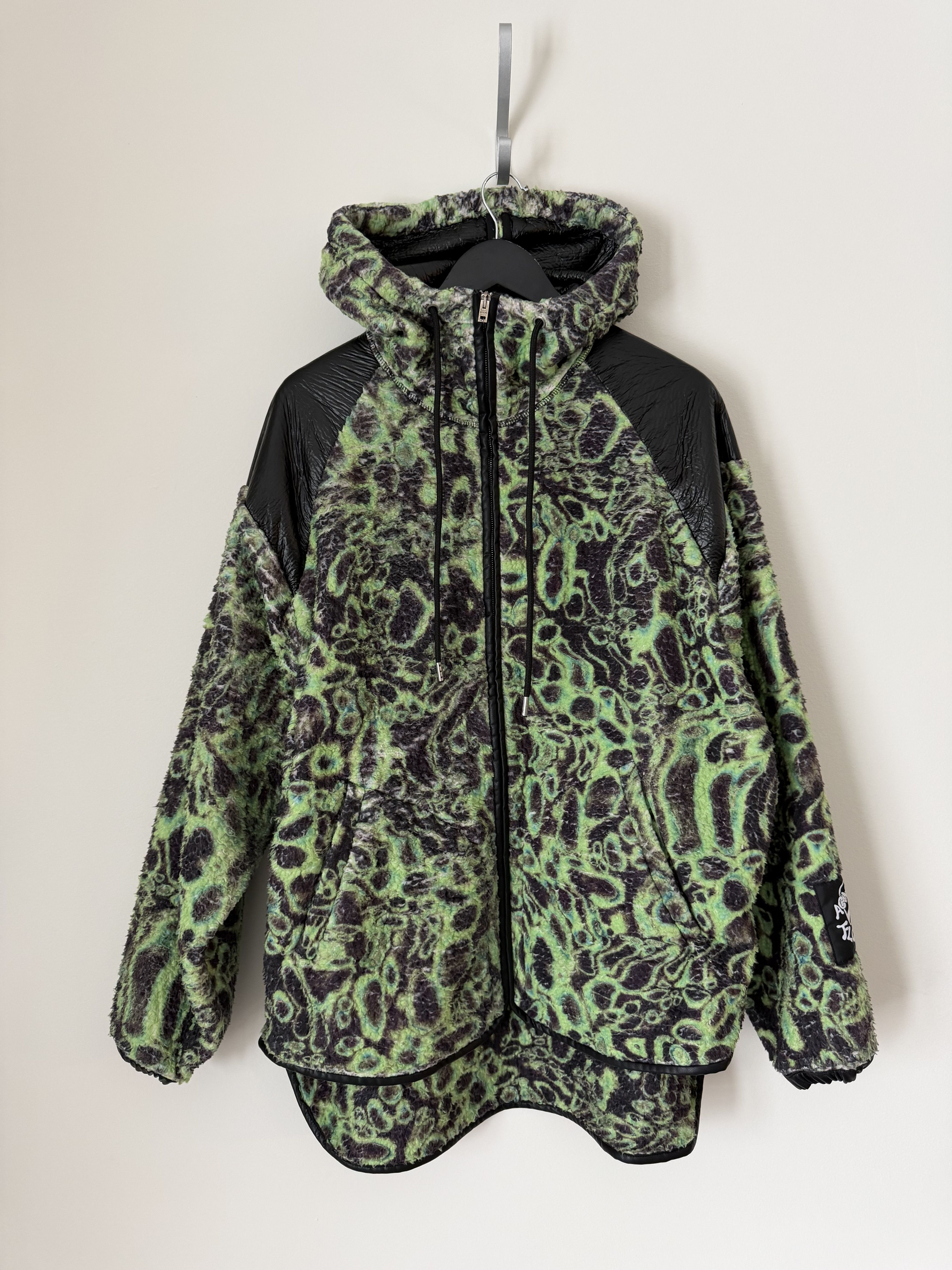 Acne Studios Acne Studios Odovo Coated Soft Teddy Jacket in Green Black Size US S / EU 44-46 / 1 - 1 Thumbnail