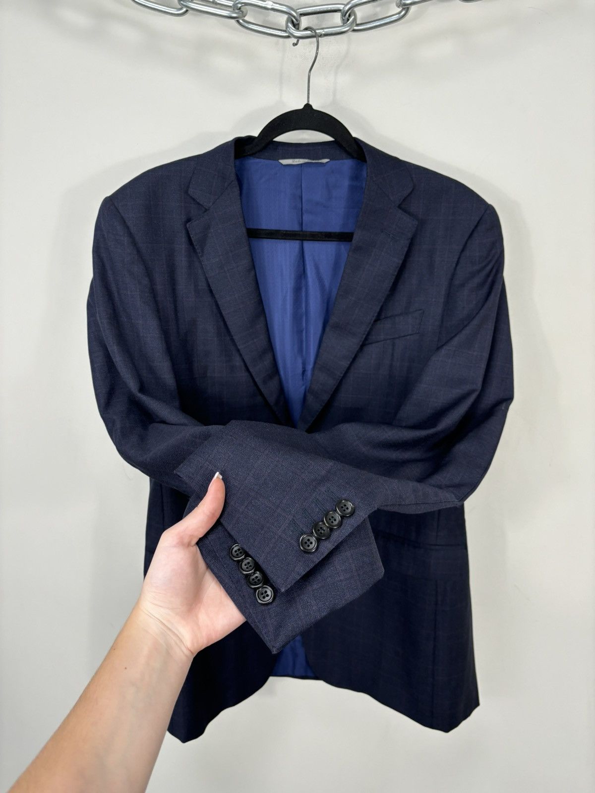 Canali Canali 1934 Su Misura Men’s Navy Blue Wool Blazer Jacket Size 40R - 11 Thumbnail