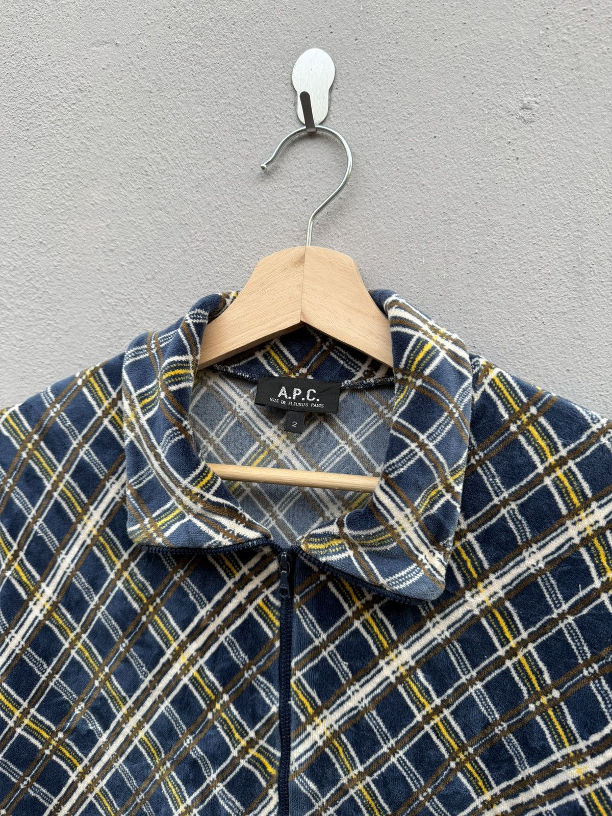 A.P.C. × Designer Vintage A.P.C. Checked Velvet Zip Up Jacket Size US S / EU 44-46 / 1 - 2 Thumbnail