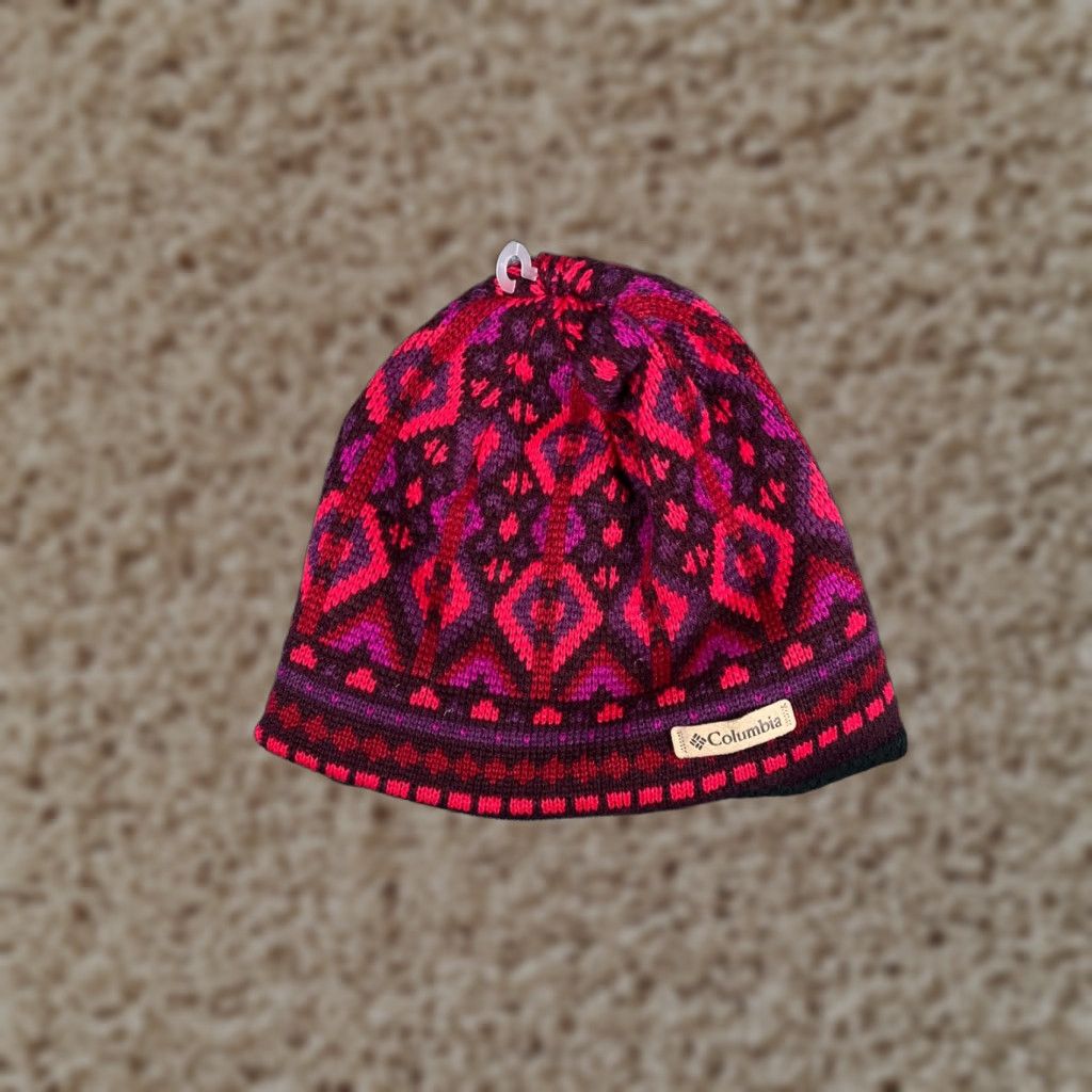 Pinko Columbia Beanie Toque Adult One Size Pink Acrylic Poly Lined Thermal Reflective Geometric Pattern Unisex Adults Hat Mens Womens Size ONE SIZE - 1 Thumbnail