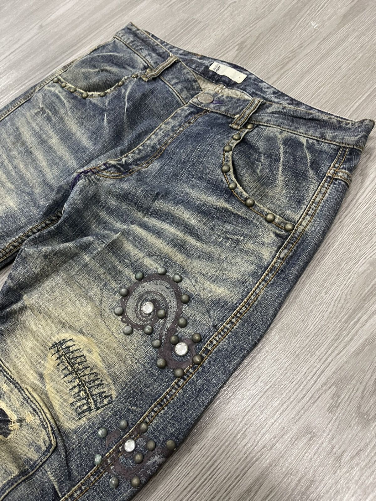 Global Work × Japanese Brand Boro studded Distressed Global Work denim Size US 33 - 6 Thumbnail