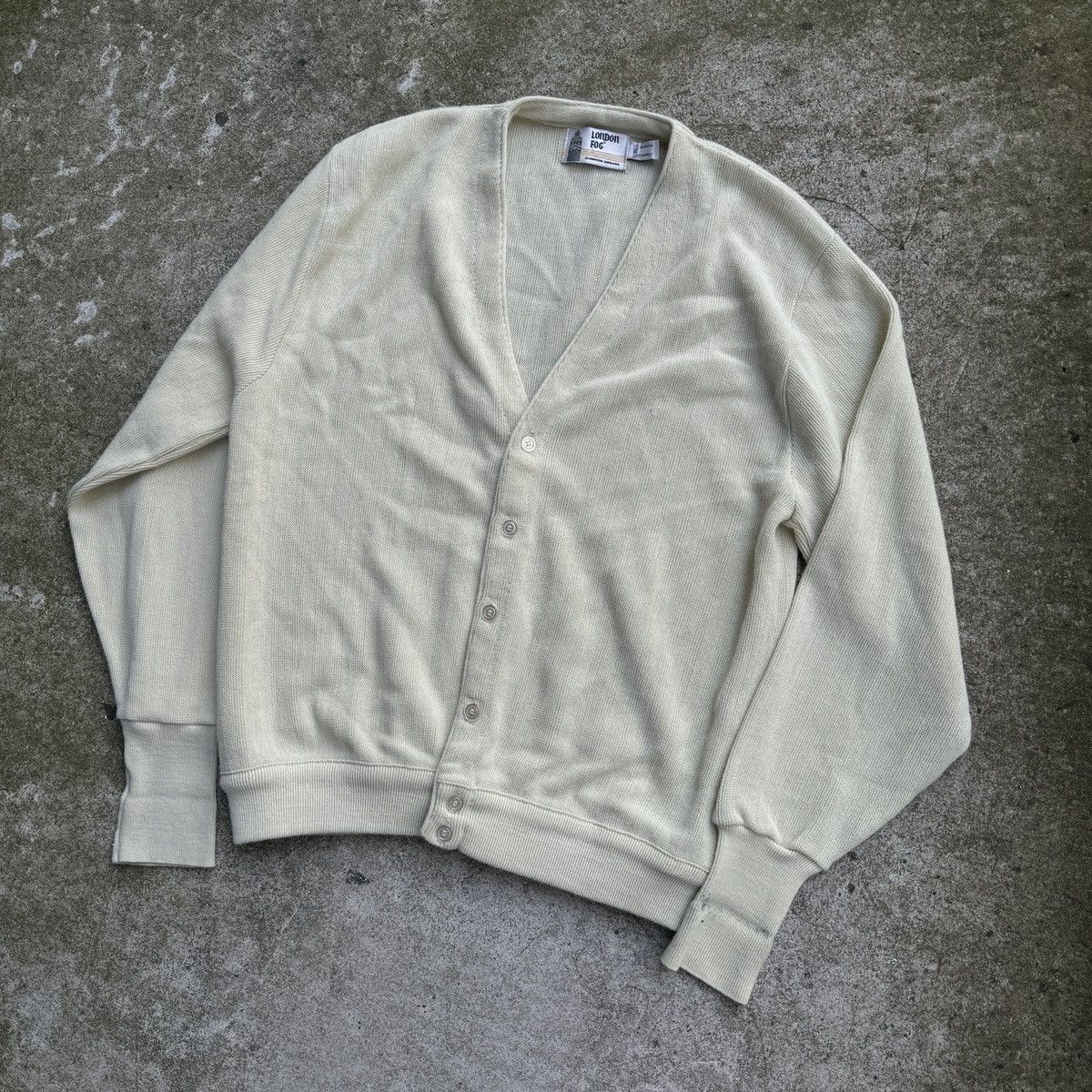 Vintage 1980s London Fog Made in USA Cream Acrylic Cardigan Sweater Size US XL / EU 56 / 4 - 2 Thumbnail