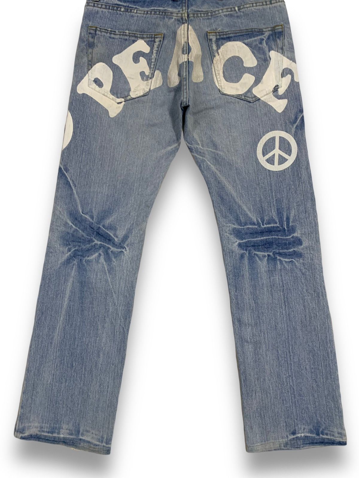 Hysteric Glamour Vintage Japanese Brand 420 Peace Spell Out Distressed Jeans Size US 31 - 17 Thumbnail