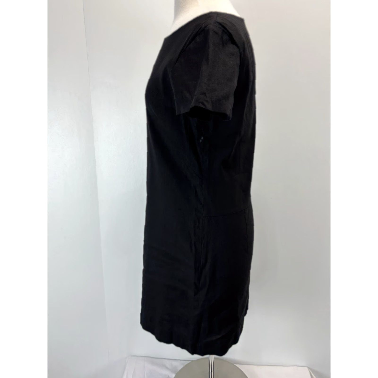 Theory THEORY Black Linen Blend Sheath Dress Sz 10 Women's Short Sleeve Classic Career Party Size 32" / US 10 / IT 46 - 2 Thumbnail
