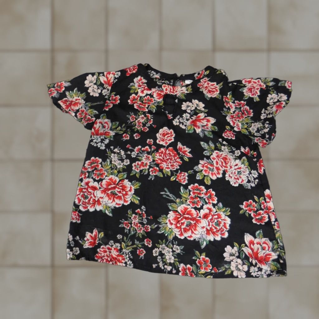 Vintage Persaya Womens Blouse Small black floral pullover Size S / US 4 / IT 40 - 1 Thumbnail