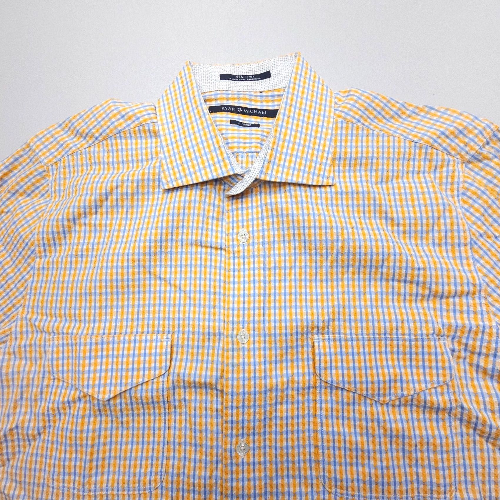 Vintage Ryan Michael Dress Shirt Mens XL Plaid Button Up Cotton Western Rodeo Cowboy Shirt Size 46R - 2 Thumbnail