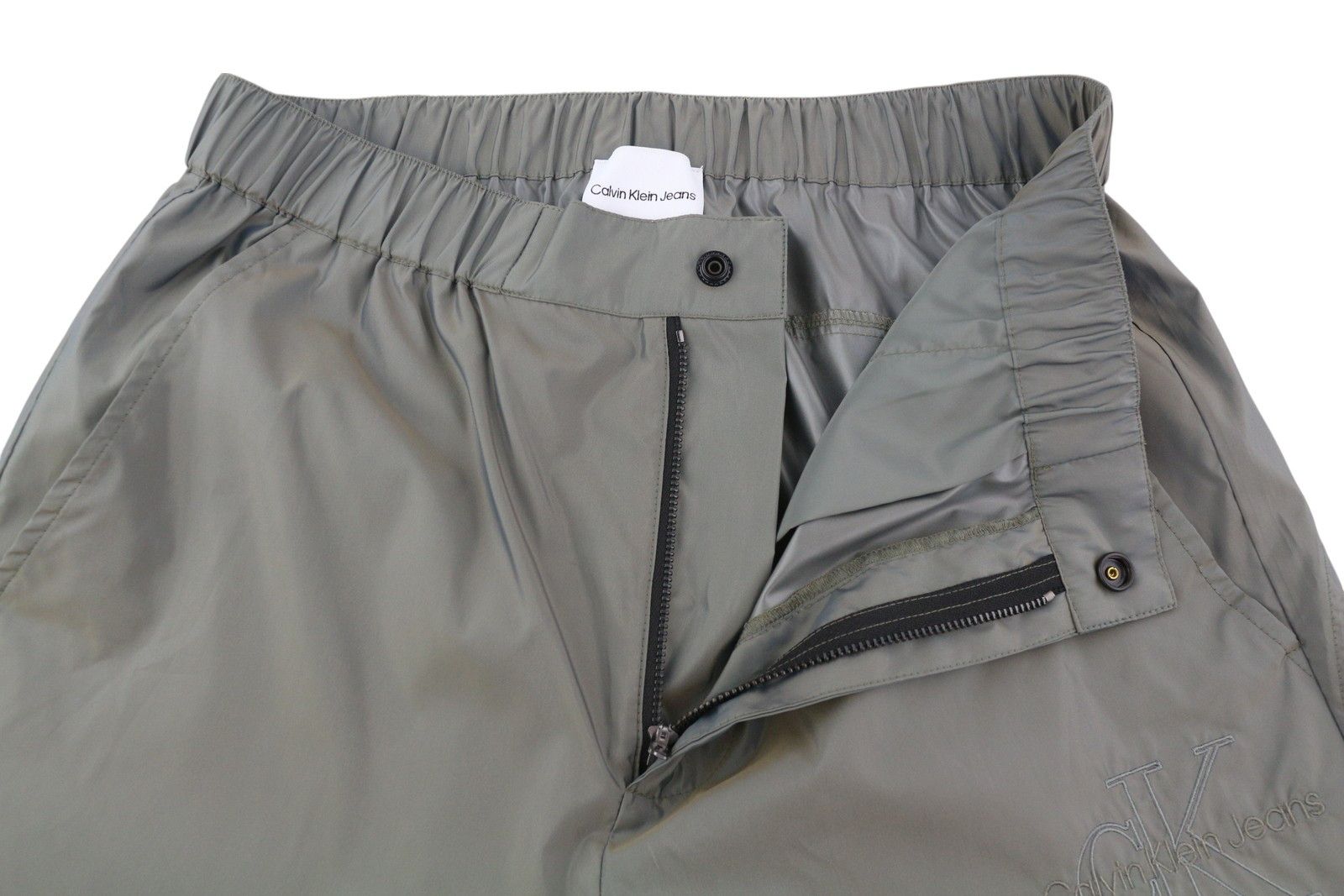 Calvin Klein S Grey Elastic Waist Shiny Track Cargo Pants 85021 Size US 28 / EU 44 - 4 Thumbnail