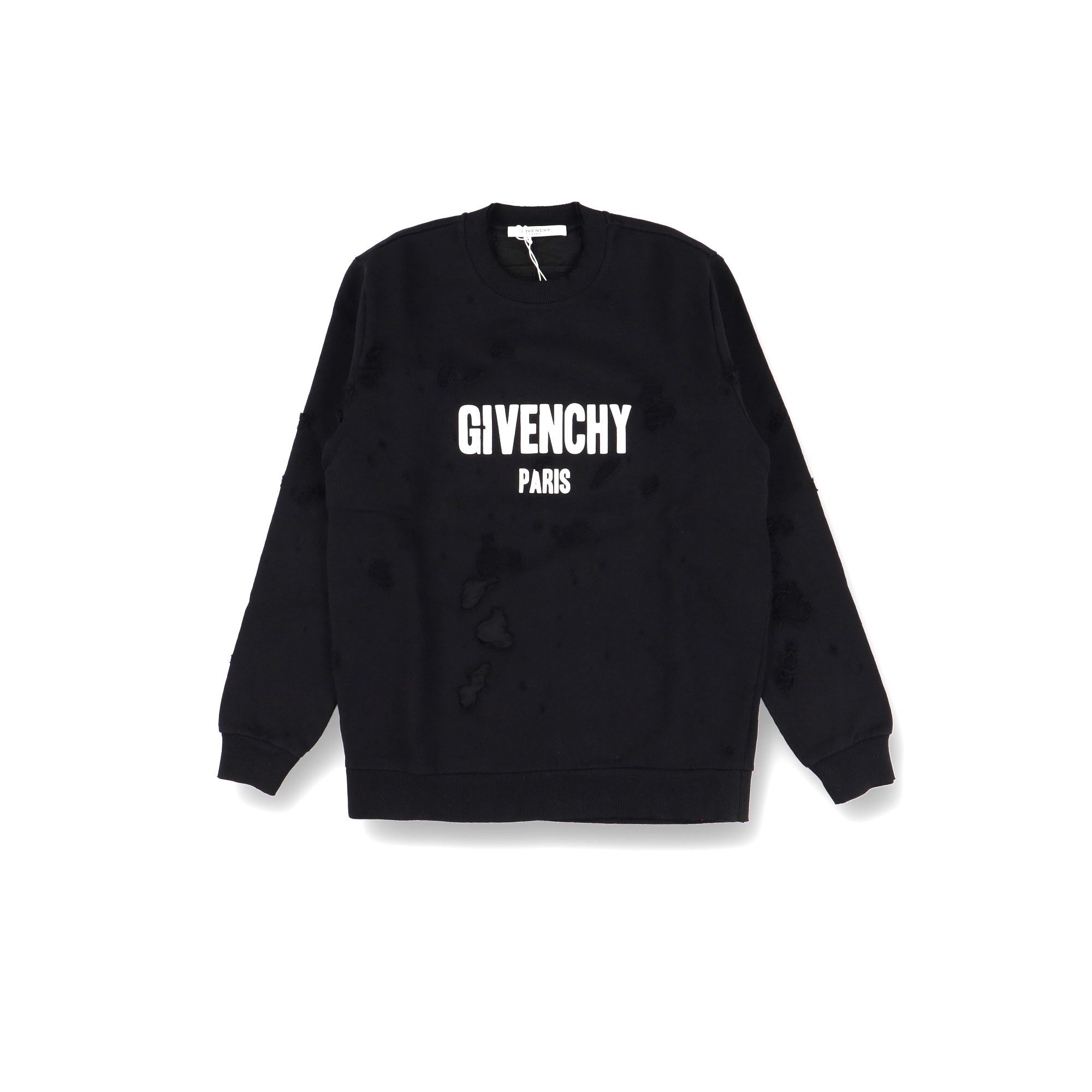 Givenchy Black Destroyed Logo Sweatshirt Size S / US 4 / IT 40 - 2 Thumbnail