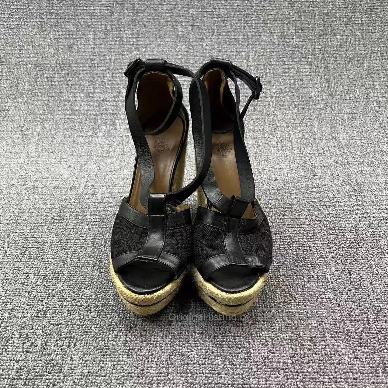 Hermes Hermes H Wedge Straw Platform Sandal. Size US 5 / IT 35 - 2 Thumbnail