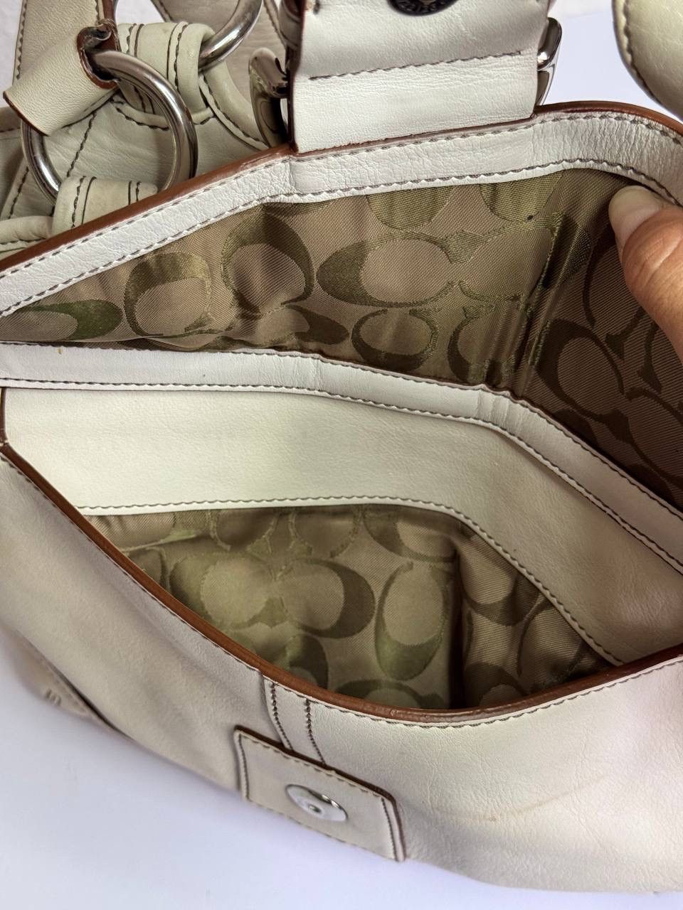 Coach Coach Y2K SoHo Buckle Flap White/Cream Leather Tote Size ONE SIZE - 13 Thumbnail