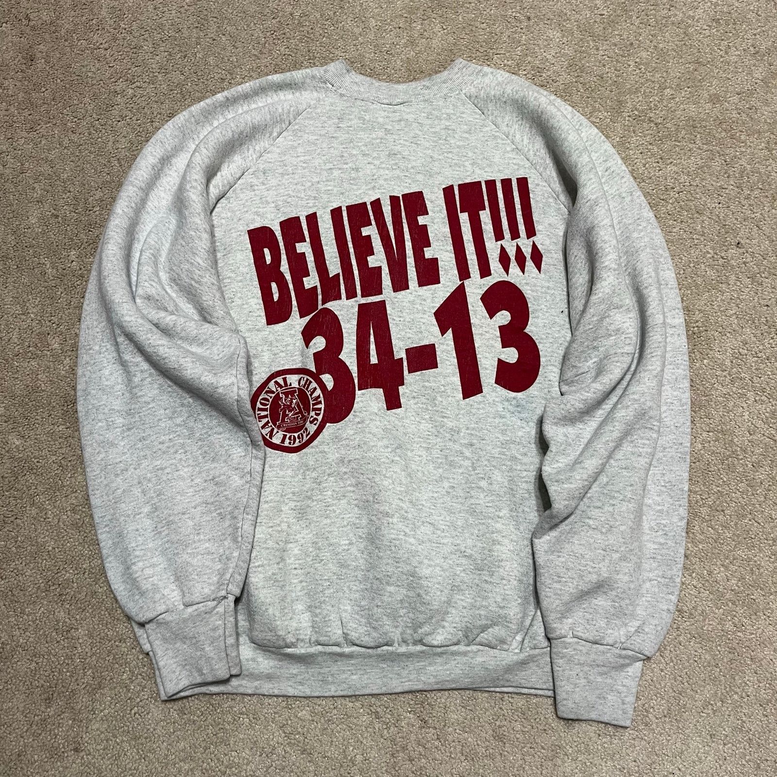 Fruit Of The Loom Vintage 1992 Alabama Crimson Tide Natty Champs Crewneck Grey Size US XL / EU 56 / 4 - 2 Thumbnail
