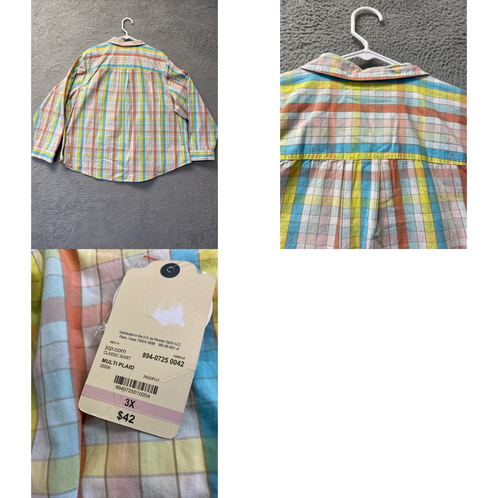 Pinko ST JOHN'S BAY Long Sleeve Button-Up Blouse 3XL Multicolor Check Women's Size XXL / US 16-18 / IT 52-54 - 8 Thumbnail