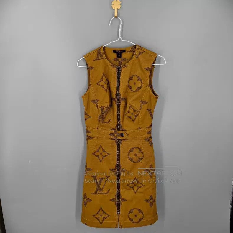Louis Vuitton Louis Vuitton Sleeveless Brown Full Print Print Dress Size XXS / US 00 / IT 34 - 1 Thumbnail