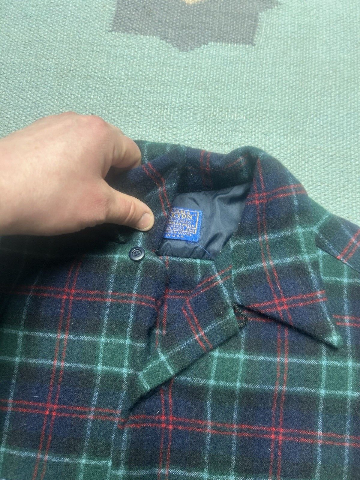 Vintage 60s Pendleton wool board shirt loop collar plaid M