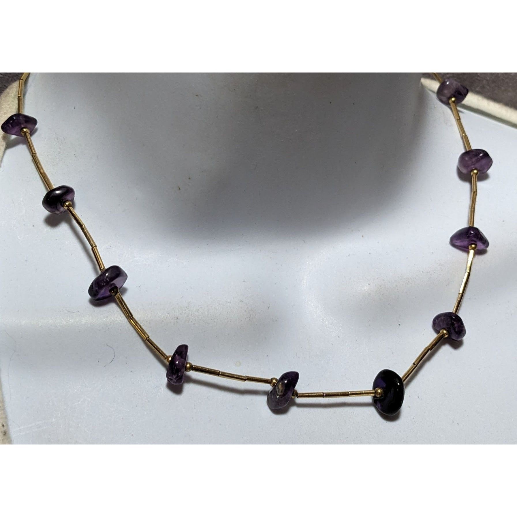 Other Elegant Amethyst Chip Gold Tube Beaded Necklace Size ONE SIZE - 6 Thumbnail