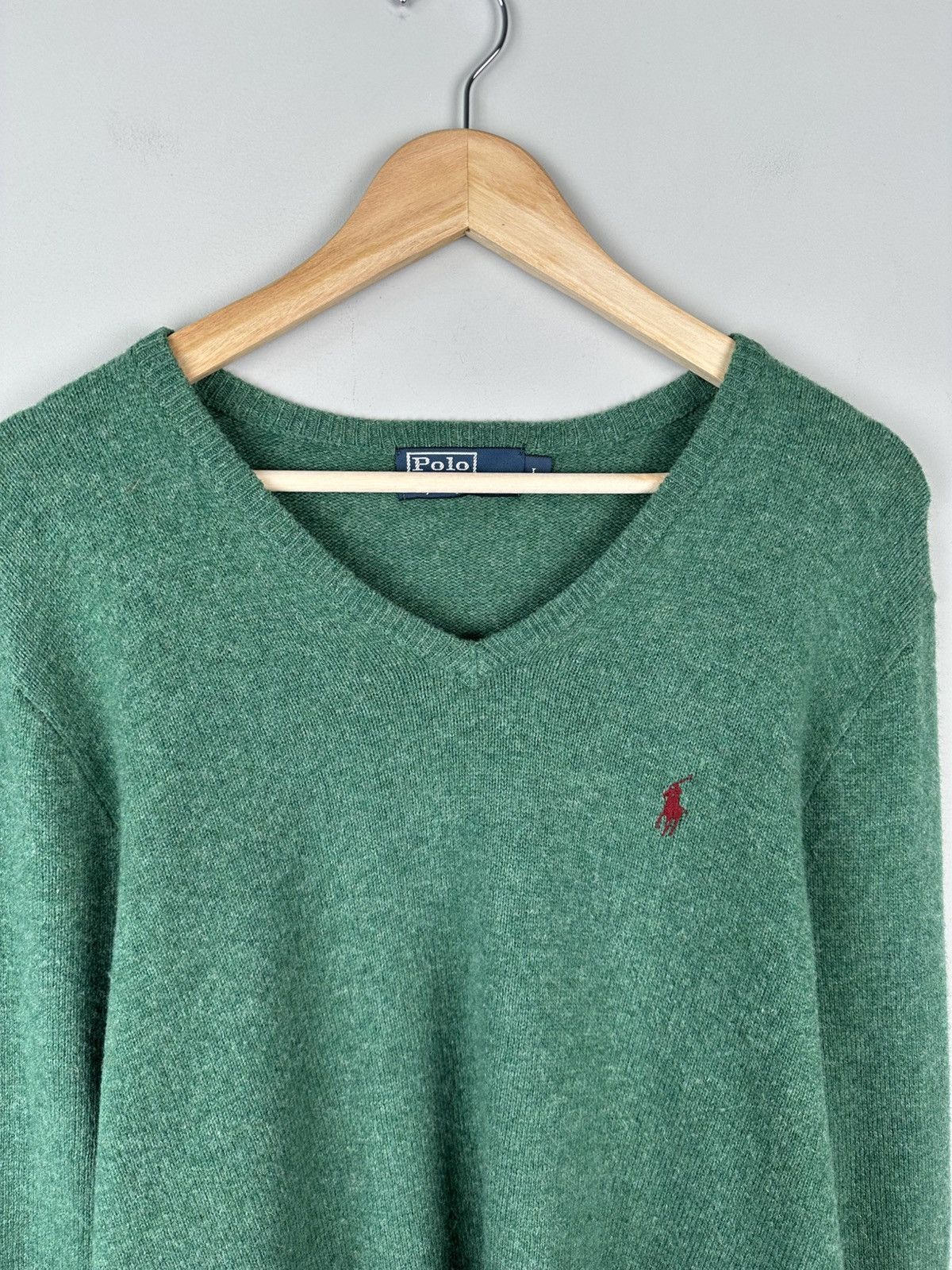 Polo Ralph Lauren × Vintage Womens Vintage Polo Ralph Lauren Y2k V neck Sweater Jumper Size L / US 10 / IT 46 - 2 Thumbnail
