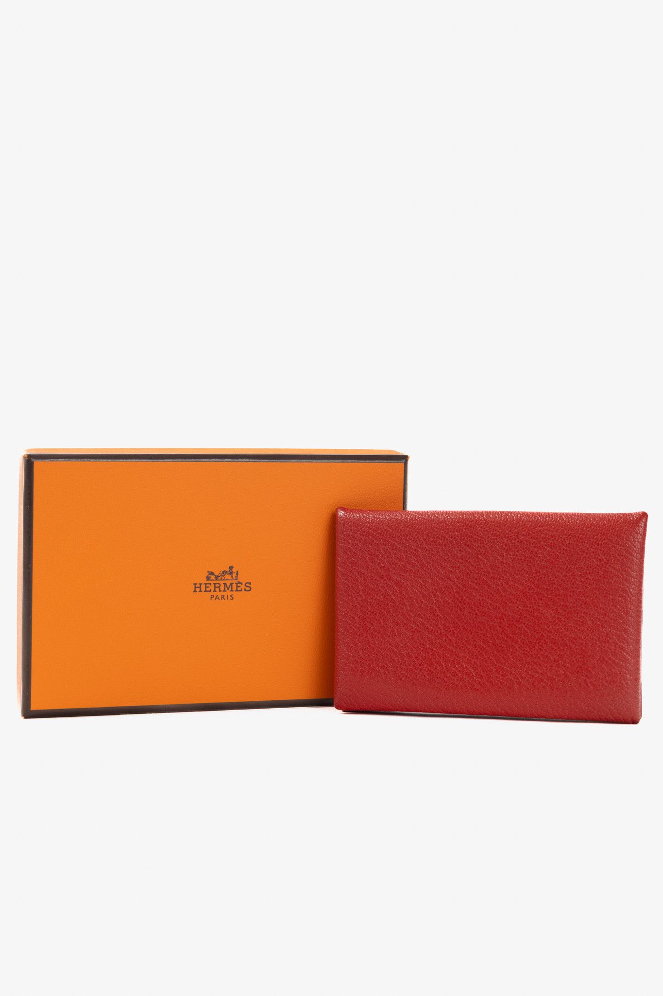 Hermes Hermes Calvi Vermillion Chevre Mysore Leather Card Holder Size ONE SIZE - 9 Thumbnail