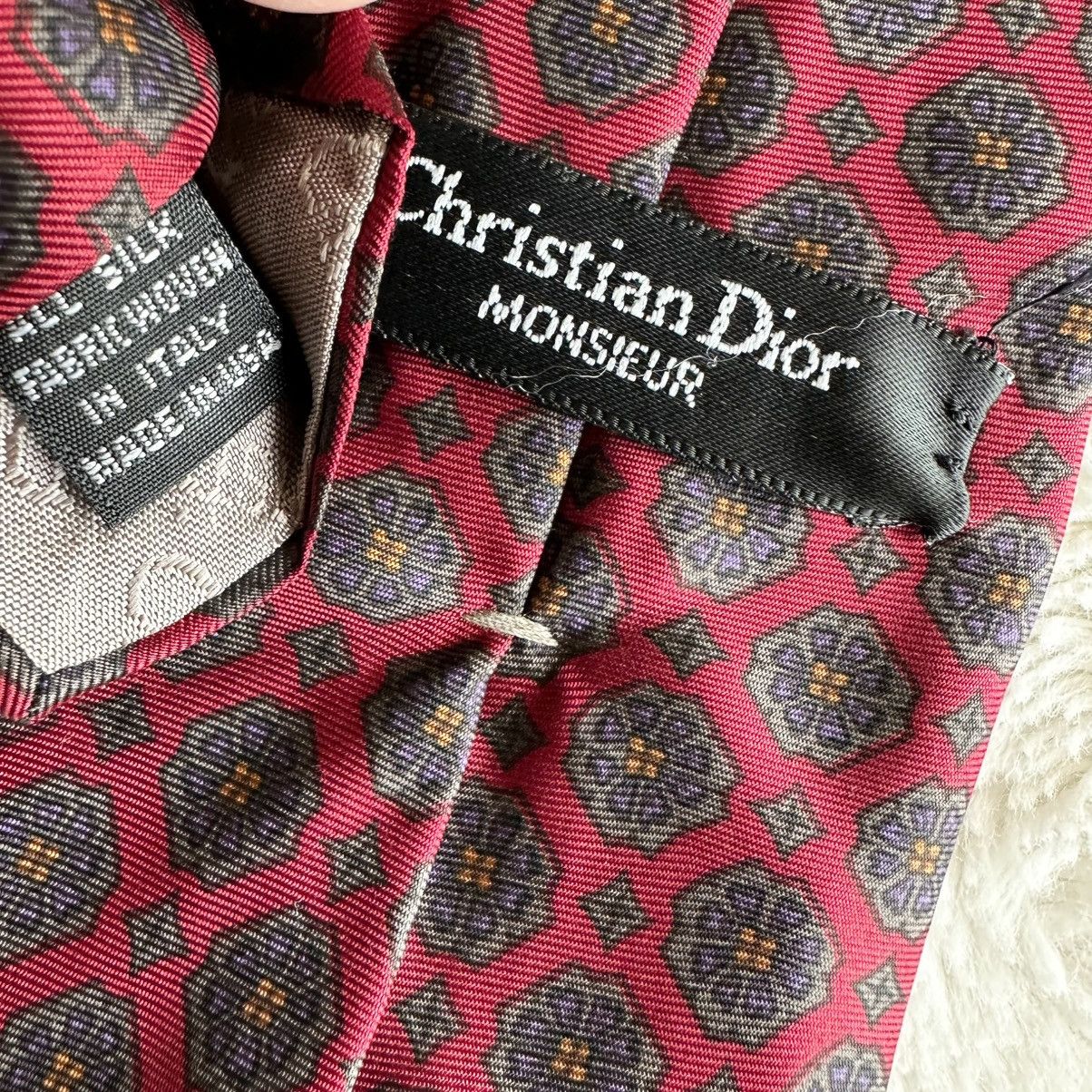 Christian Dior Monsieur Vintage Christian Dior Monsieur Necktie Mens 56” Red Silk Size ONE SIZE - 6 Thumbnail