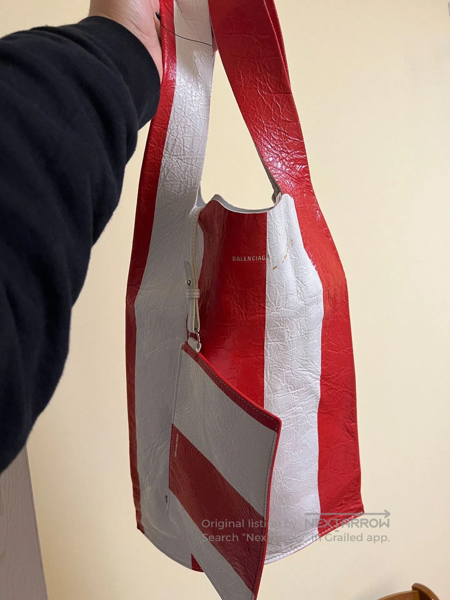 Balenciaga Balenciaga Red White Striped Tote. Size ONE SIZE - 3 Thumbnail