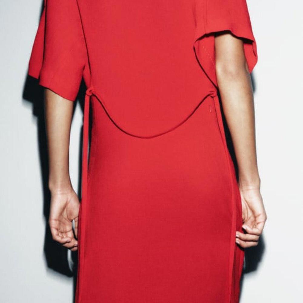 Zara NWT ZARA LONG BELTED DRESS ZW COLLECTION XS red Size XS / US 0-2 / IT 36-38 - 6 Thumbnail