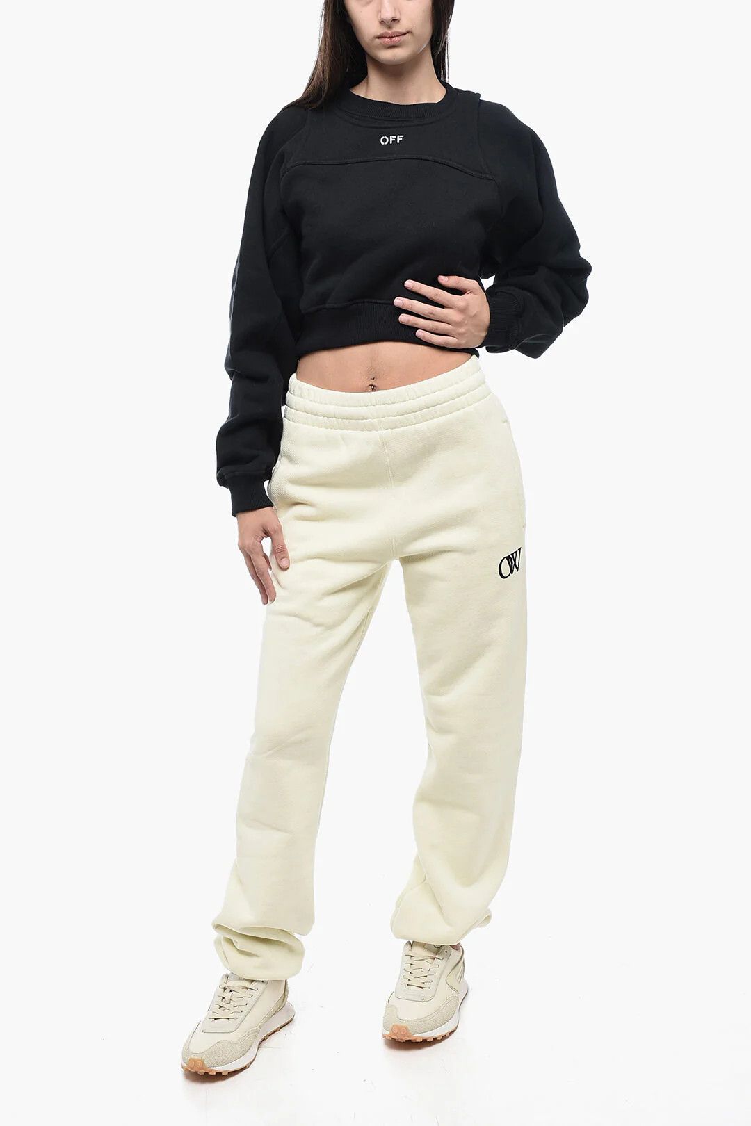 Off-White og1mm0426 Double-Layer Crop Sweatshirt in Black Size XS / US 0-2 / IT 36-38 - 4 Thumbnail