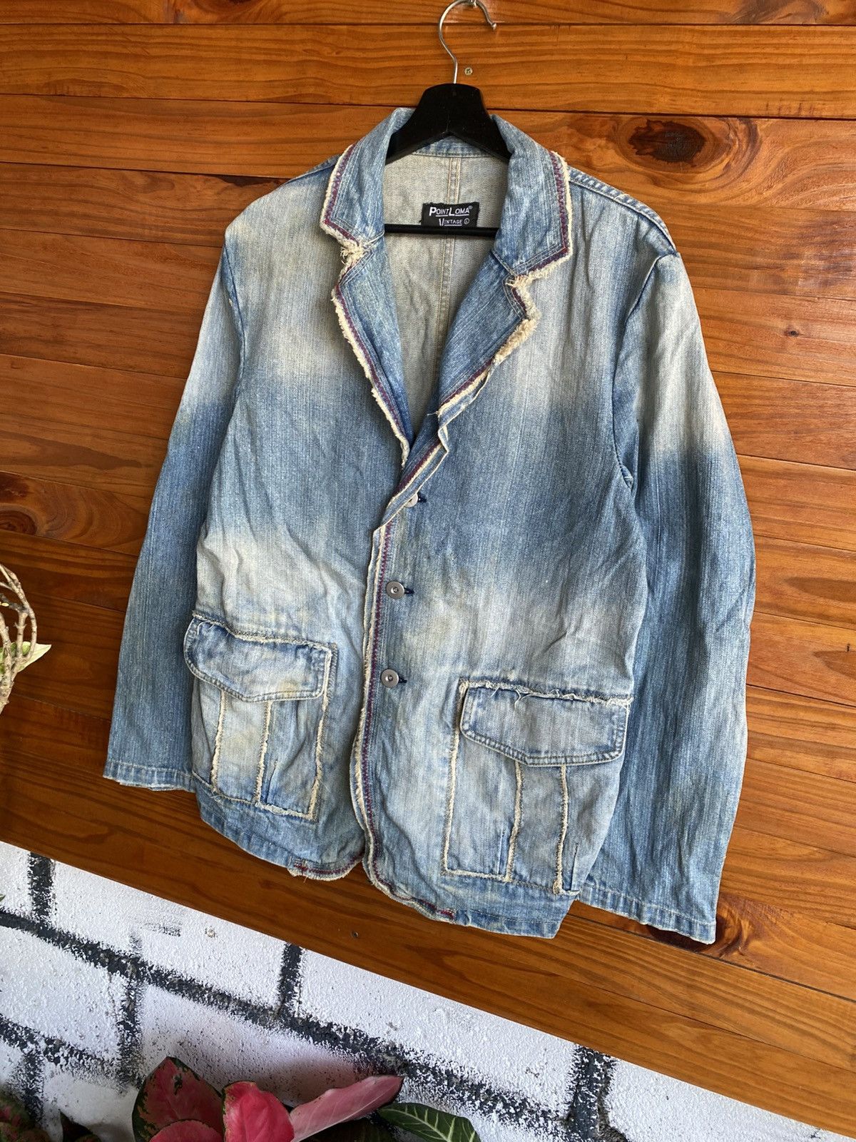 Japanese Brand Point Loma Vintage Denim Blazer Jacket | Distressed Washed Size US M / EU 48-50 / 2 - 4 Thumbnail