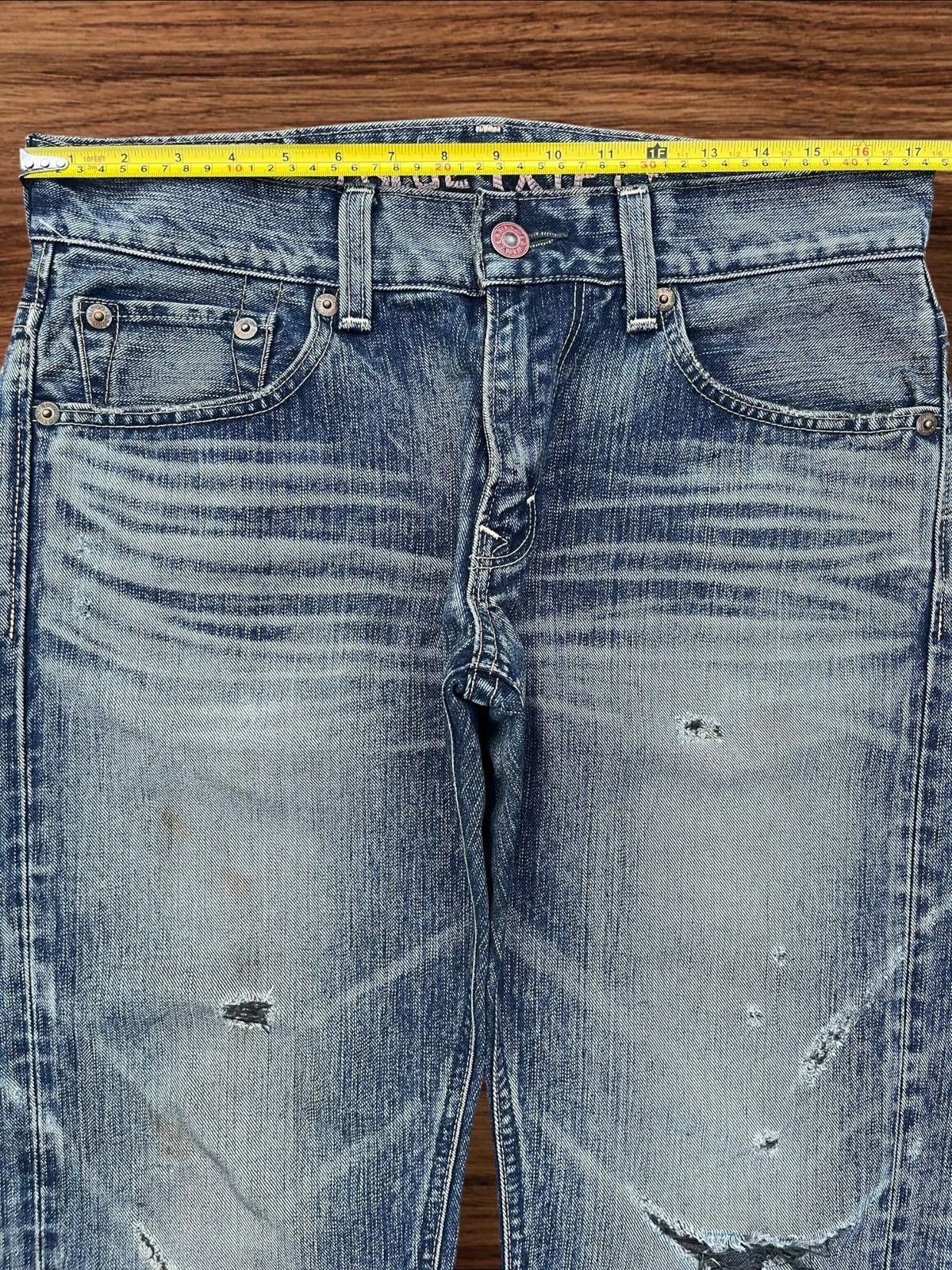 Edwin Vintage Japanese Brand Blue Way Distressed Wide Leg Jeans Size US 34 / EU 50 - 11 Thumbnail