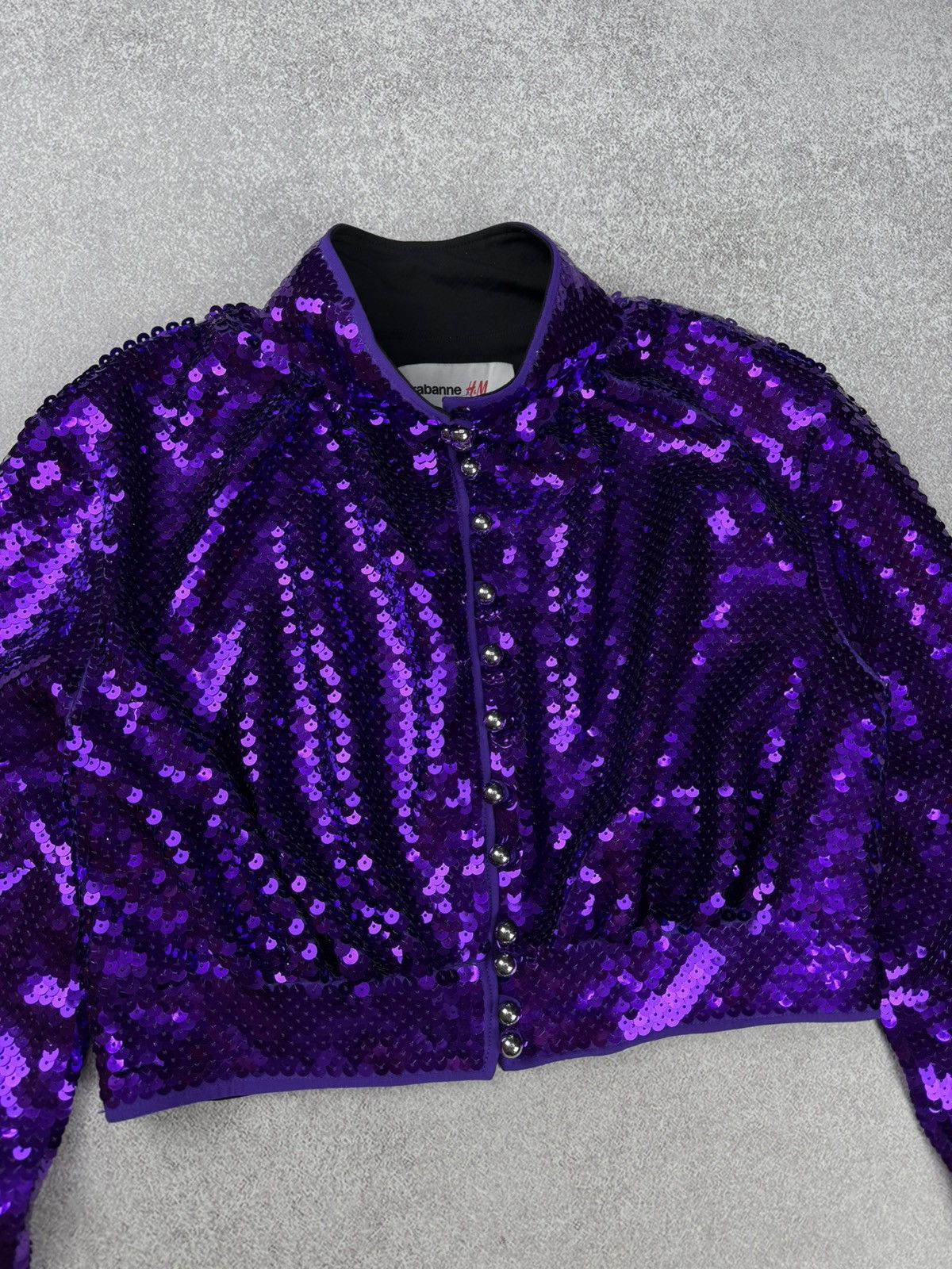 Paco Rabanne Paco Rabbane H&M Purple Sequin Suit Crop Top and Pants S Size S / US 4 / IT 40 - 3 Thumbnail