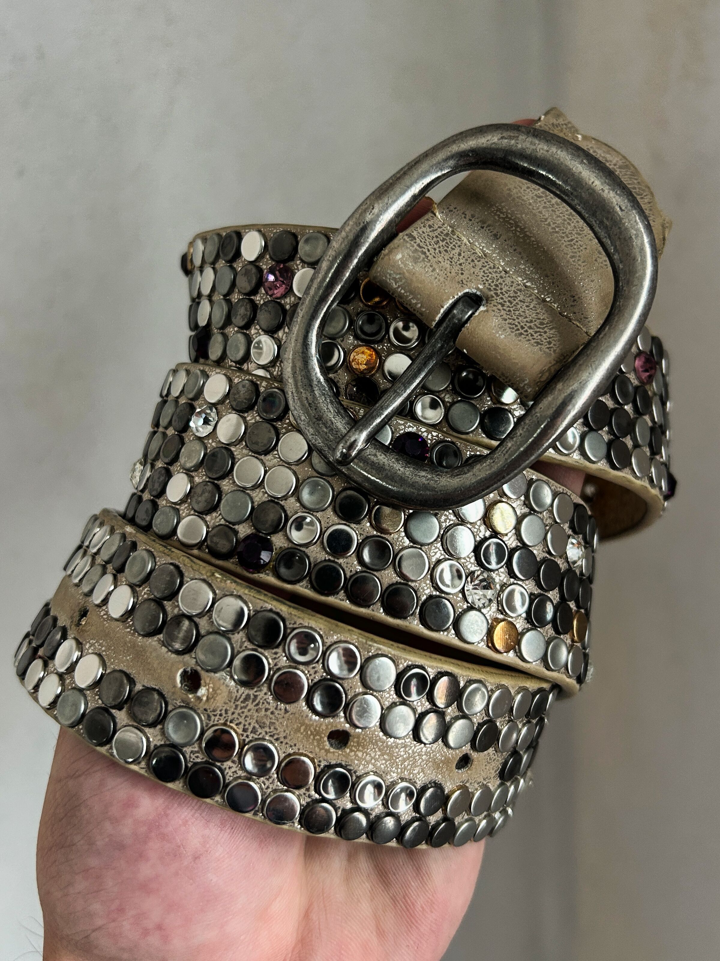 Japanese Brand Vintage Balenciaga Style Japanese Punk Leather Belt 90s Size ONE SIZE - 2 Thumbnail