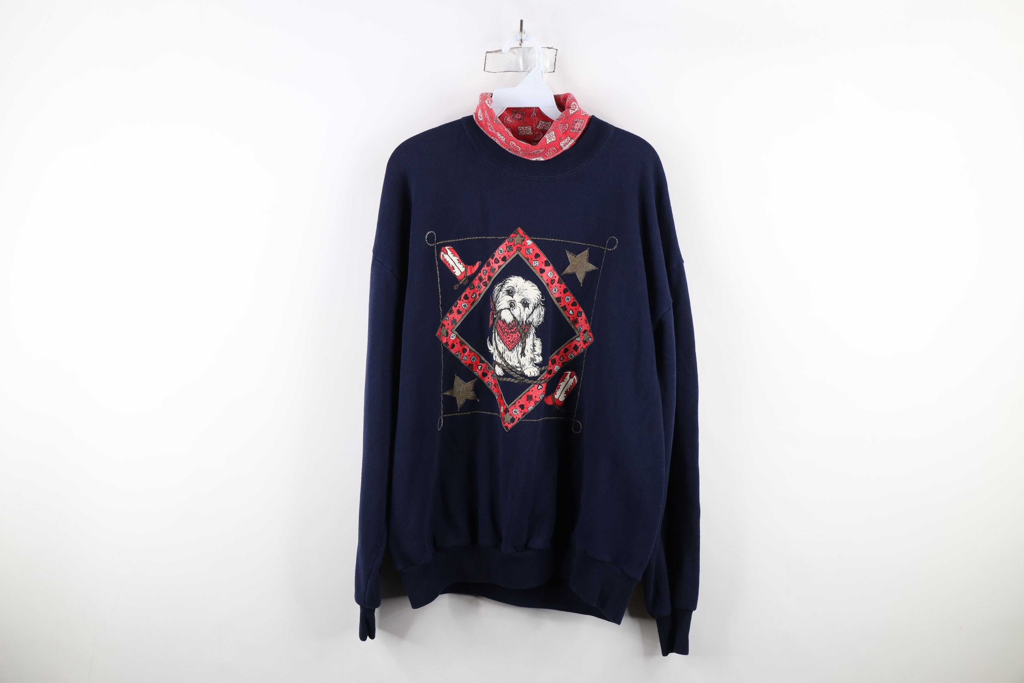 Vintage Vintage 90s Streetwear Western Dog Turtleneck Sweatshirt USA Size XL / US 12-14 / IT 48-50 - 1 Thumbnail