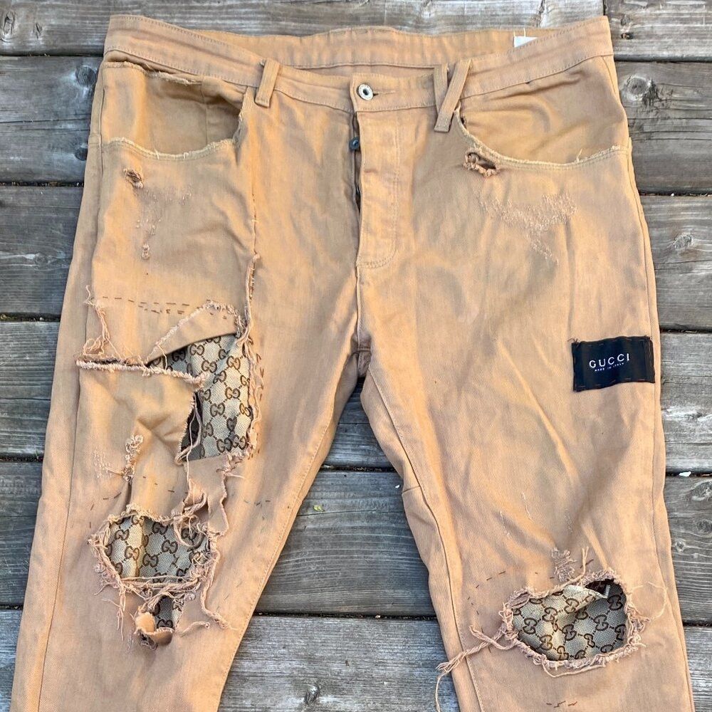 Kollar Clothing Custom Kollar X Gucci Patchwork Jeans Size 34 Size US 34 / EU 50 - 1 Thumbnail
