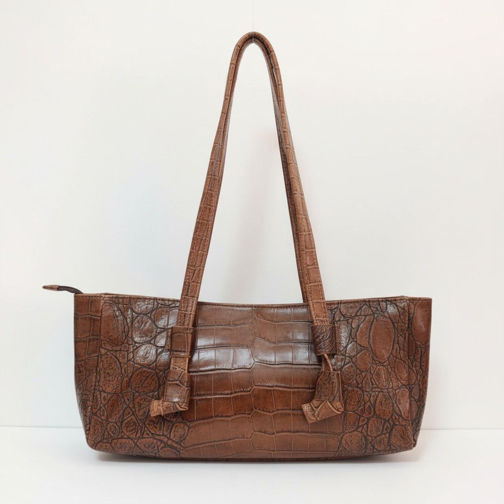 Handmade Hand Made Brown Embossed 100% Leather Women's Shoulder Bag Size ONE SIZE - 2 Thumbnail