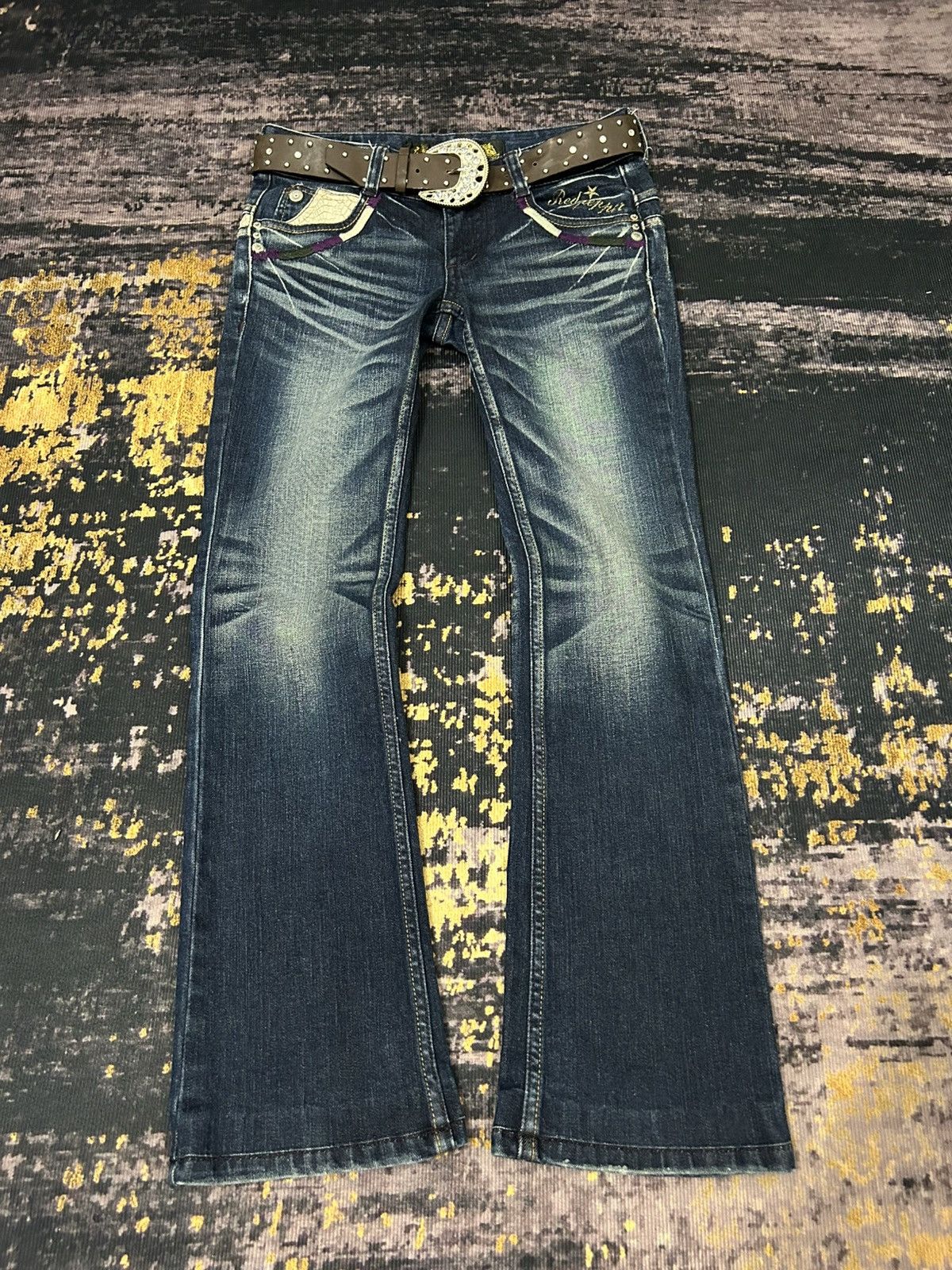 Tornado Mart Redpepper Japan Snake Pocket Washed Flare Jeans Size US 27 - 4 Thumbnail