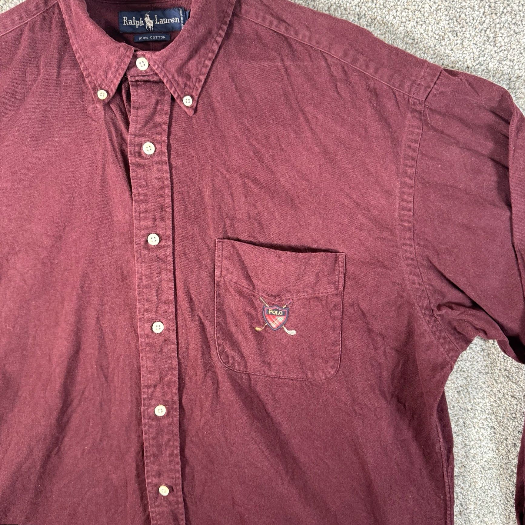 Ralph Lauren VINTAGE Ralph Lauren Button-Down Shirt L Men Purple Cotton 90s Preppy Ivy Dark Academia Button-Up Old Money Shirt Size US L / EU 52-54 / 3 - 2 Thumbnail